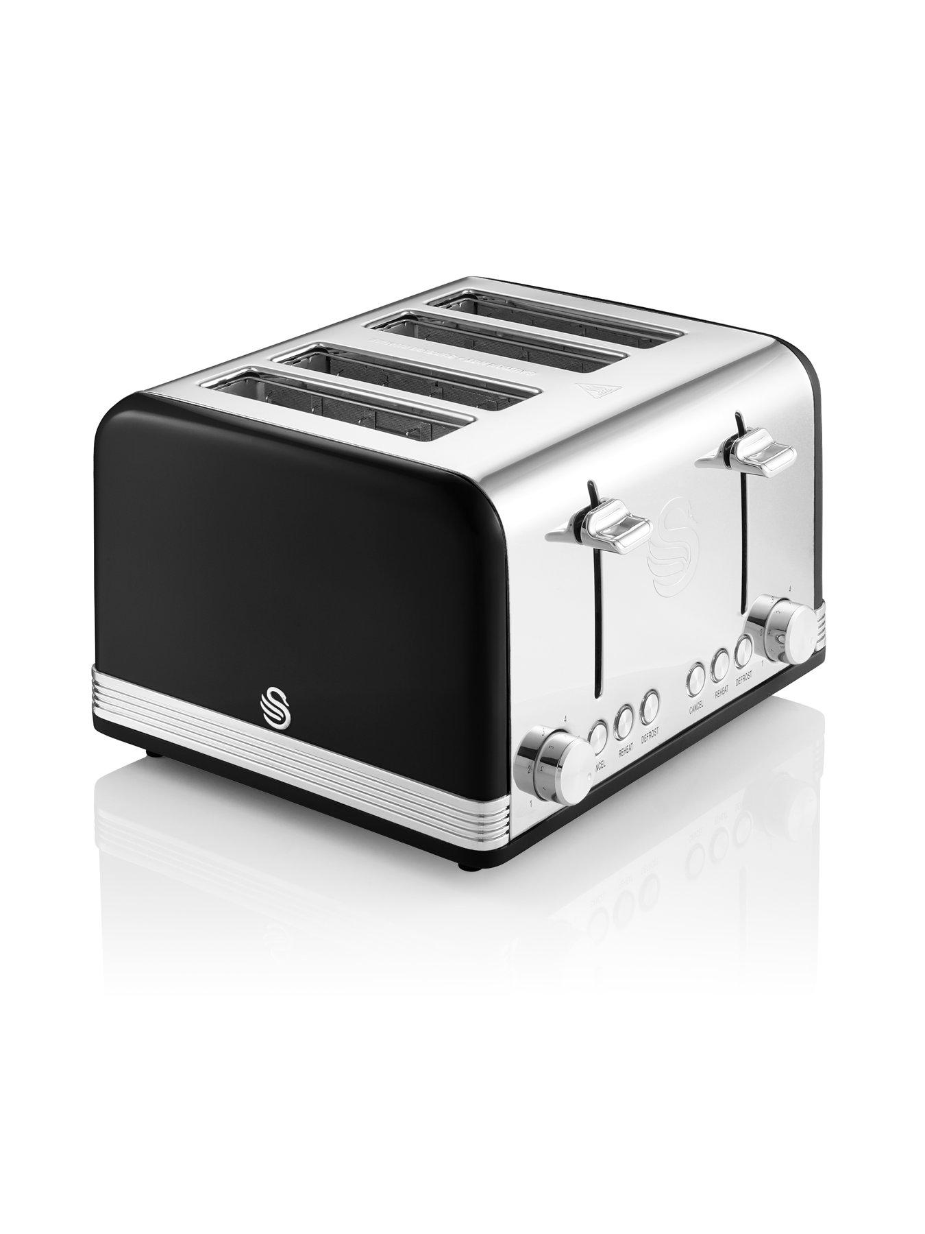  image of swan-eejb296-retro-style-4-slice-toaster-and-jug-kettle-set-black