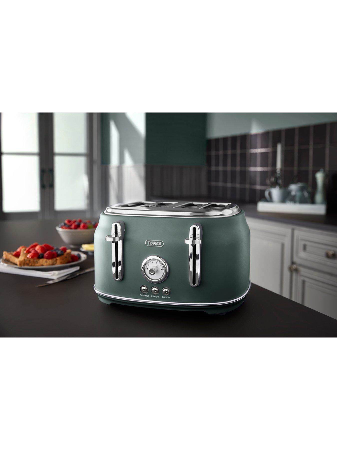  image of tower-eejb229-renaissance-4-slice-toaster-and-kettle-set-forest-green