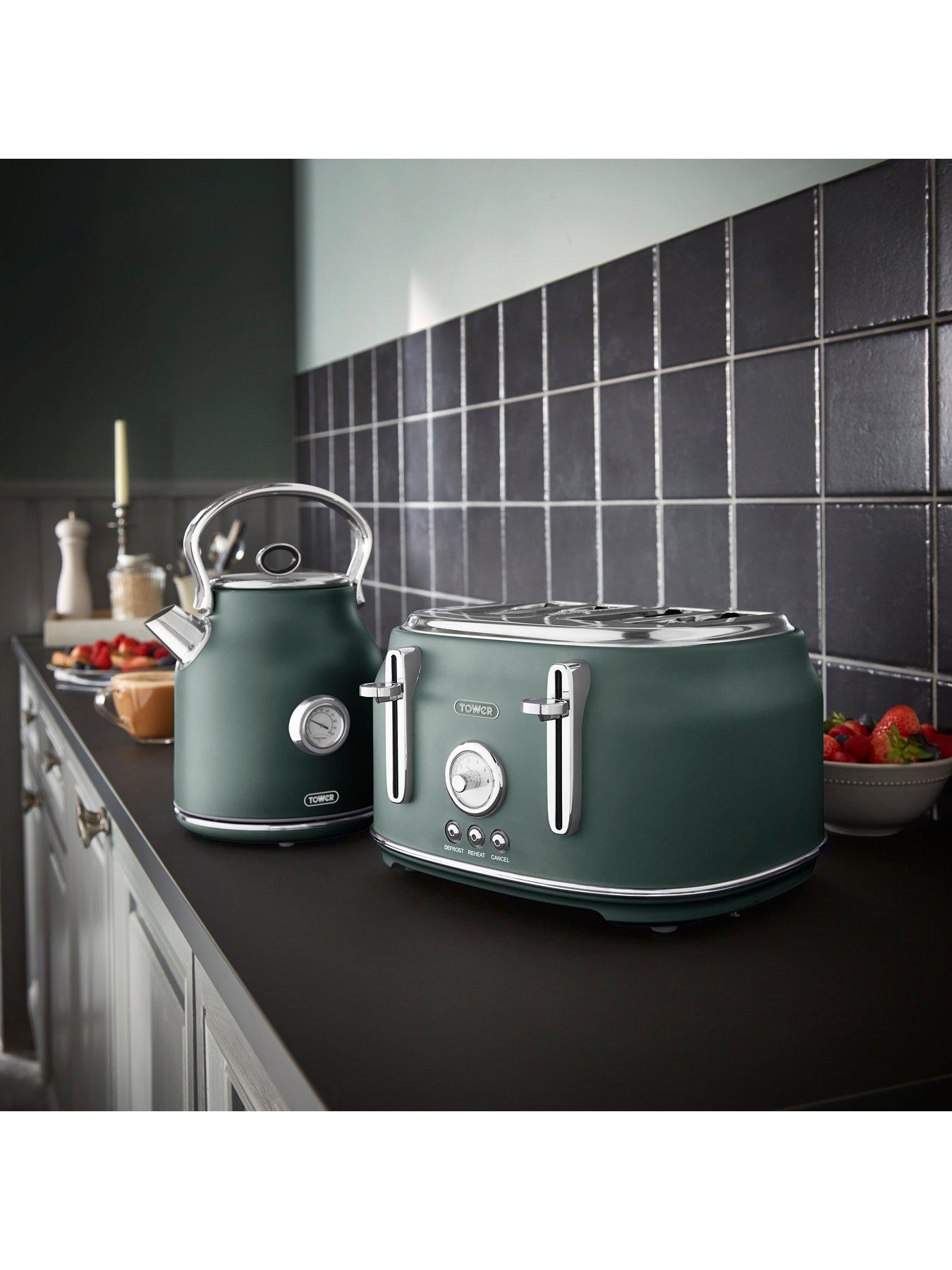  image of tower-eejb229-renaissance-4-slice-toaster-and-kettle-set-forest-green