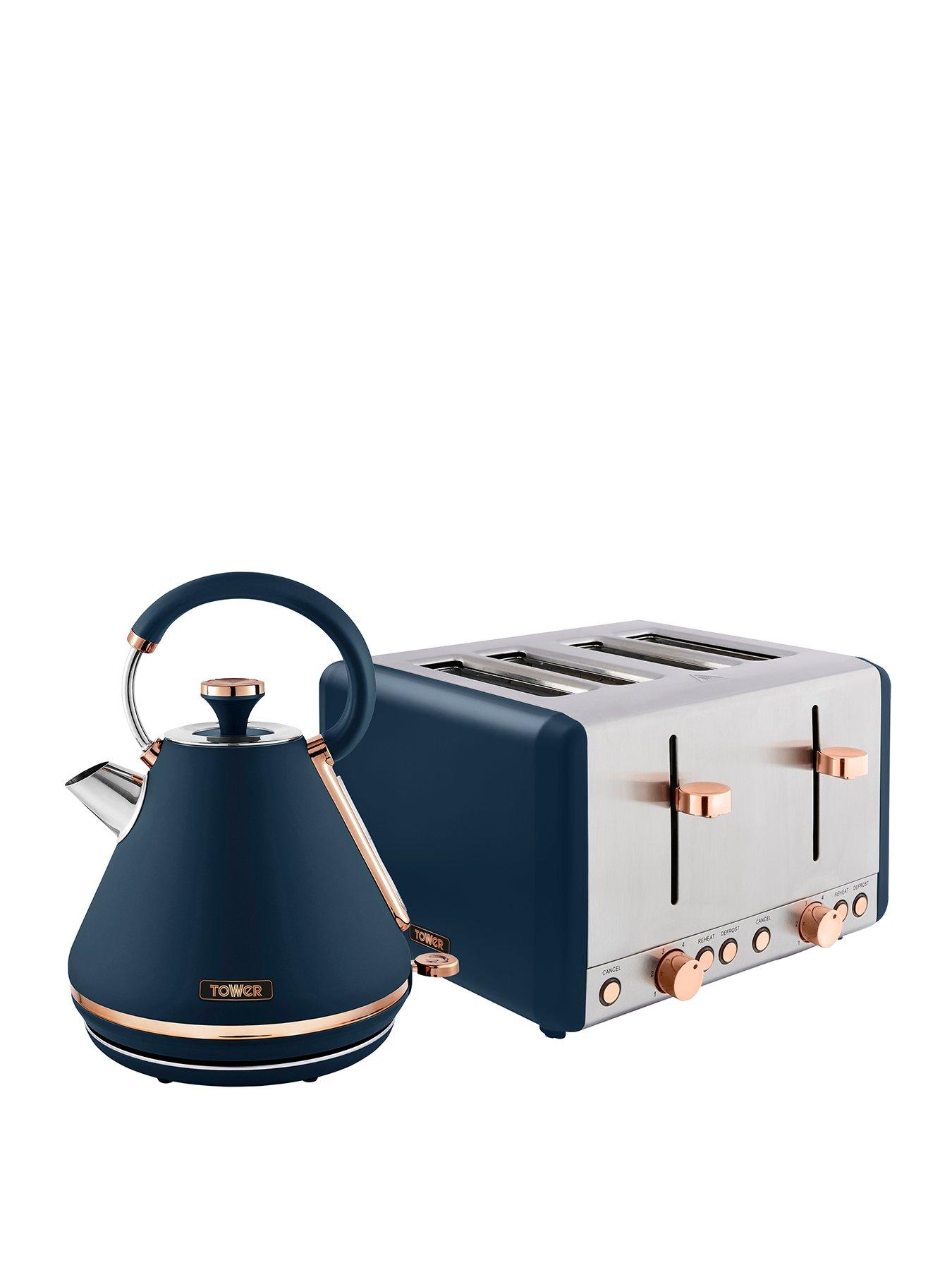 Tower EEJB225 Cavaletto Kettle and 4 Slice Toaster Set - Midnight Blue