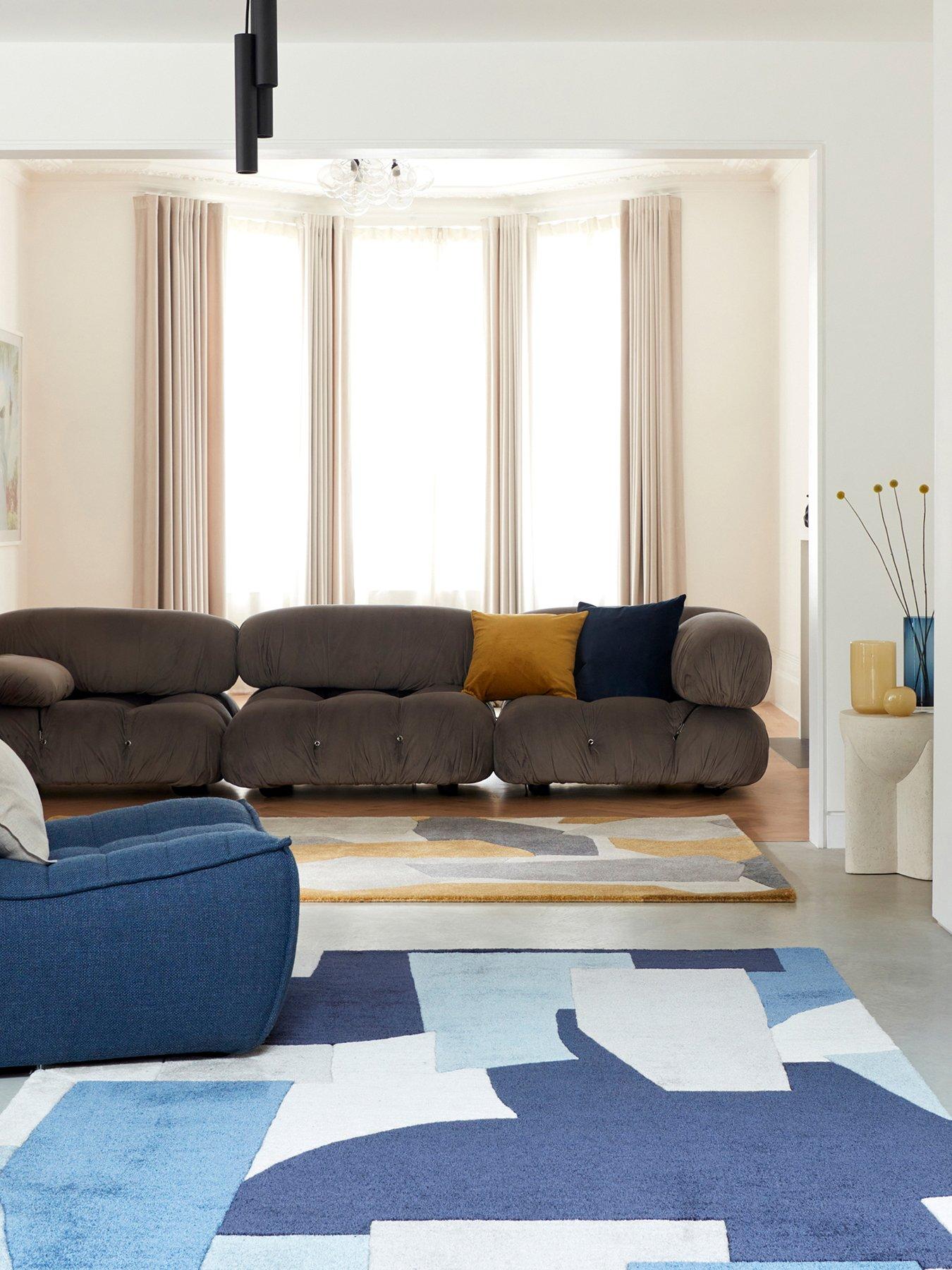 Image 1 of 6 of Asiatic Romy Geo Print Blue Rug