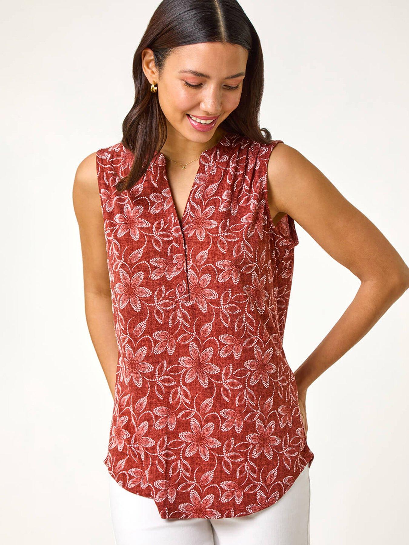 roman-leaf-print-button-vest-top-orange