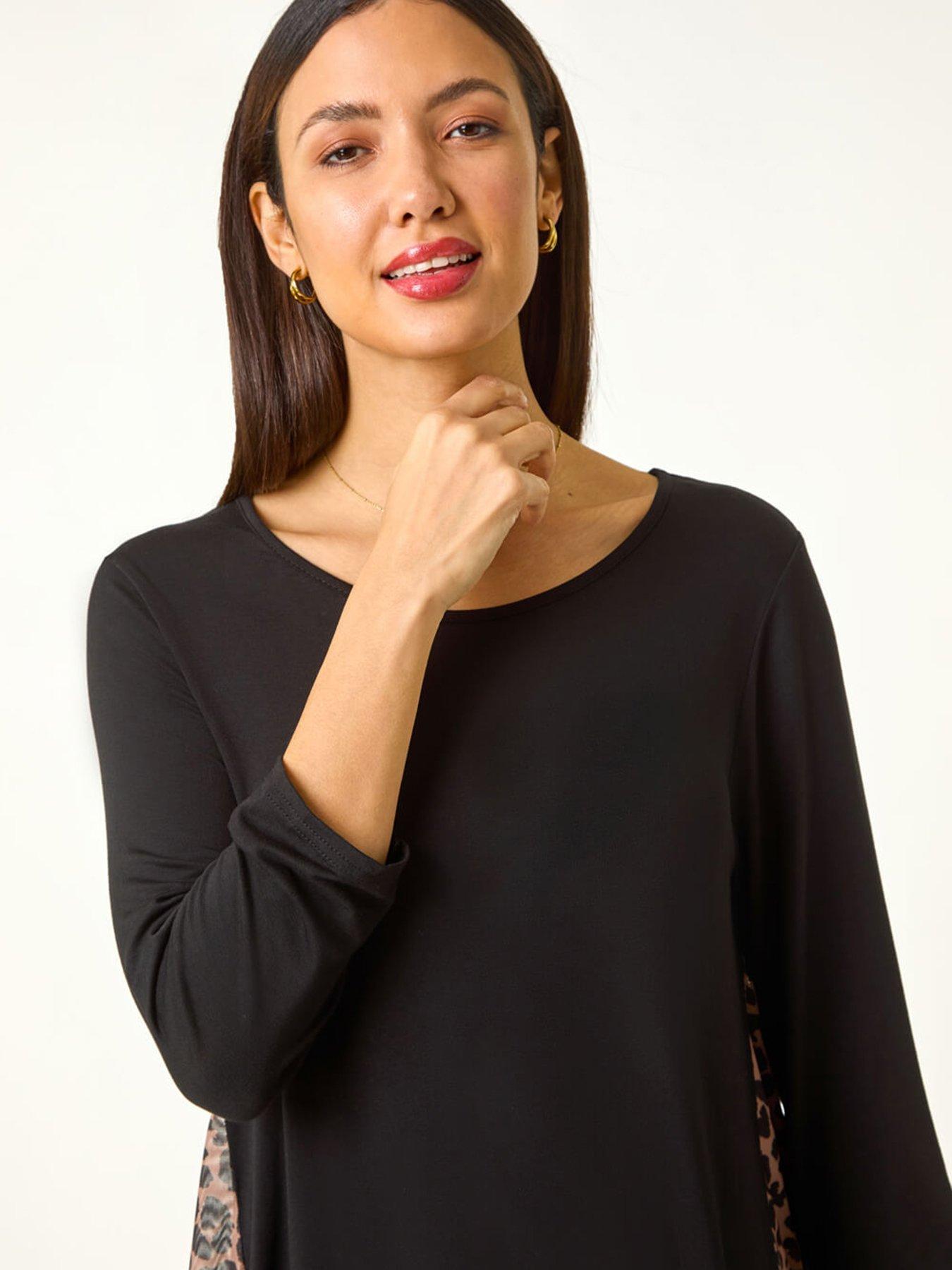 Image 4 of 5 of Roman Animal Print Mesh Hem Tunic - Natural