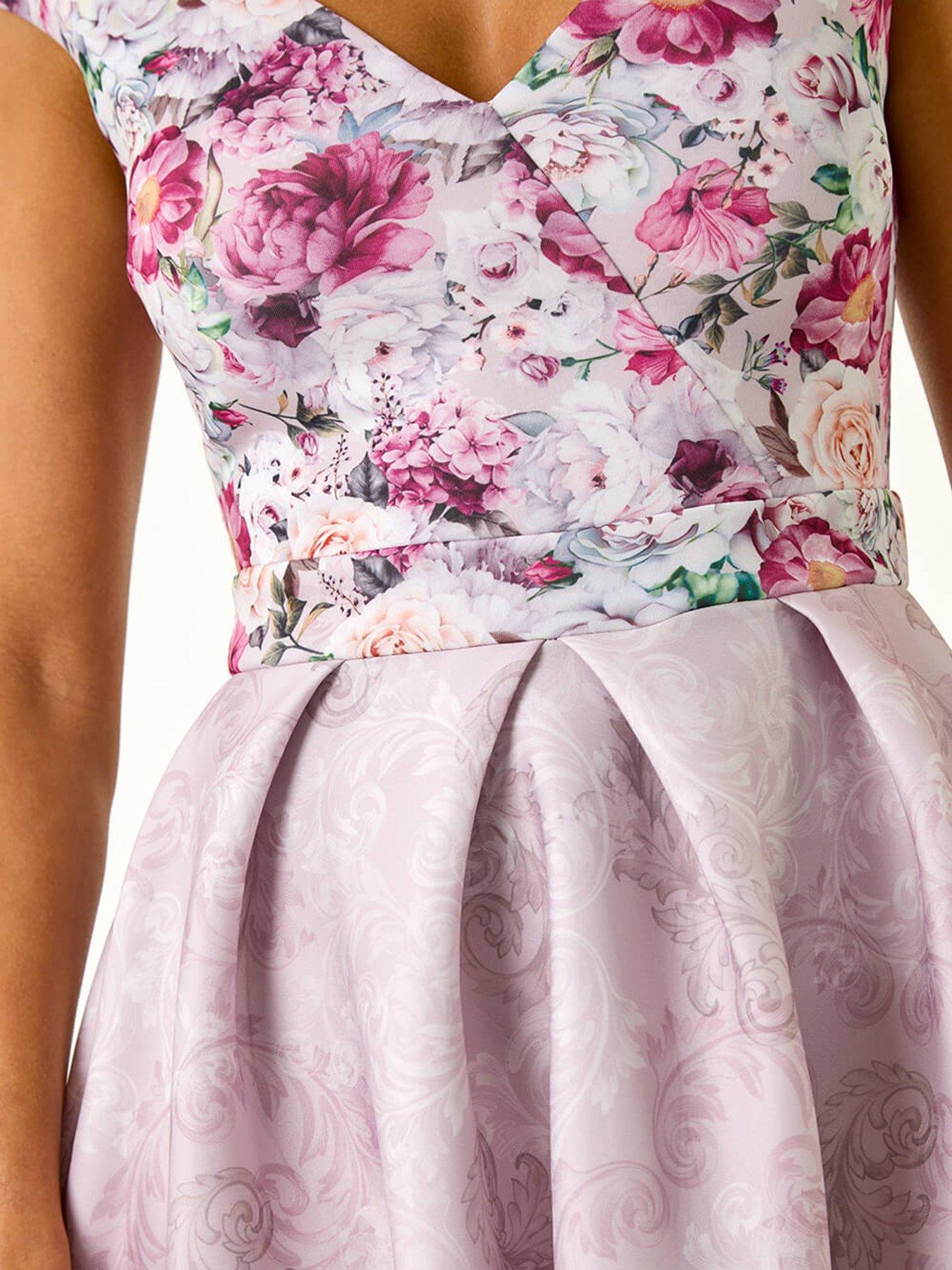 Image 5 of 5 of Roman Sweetheart Floral Midi Dress - Pink