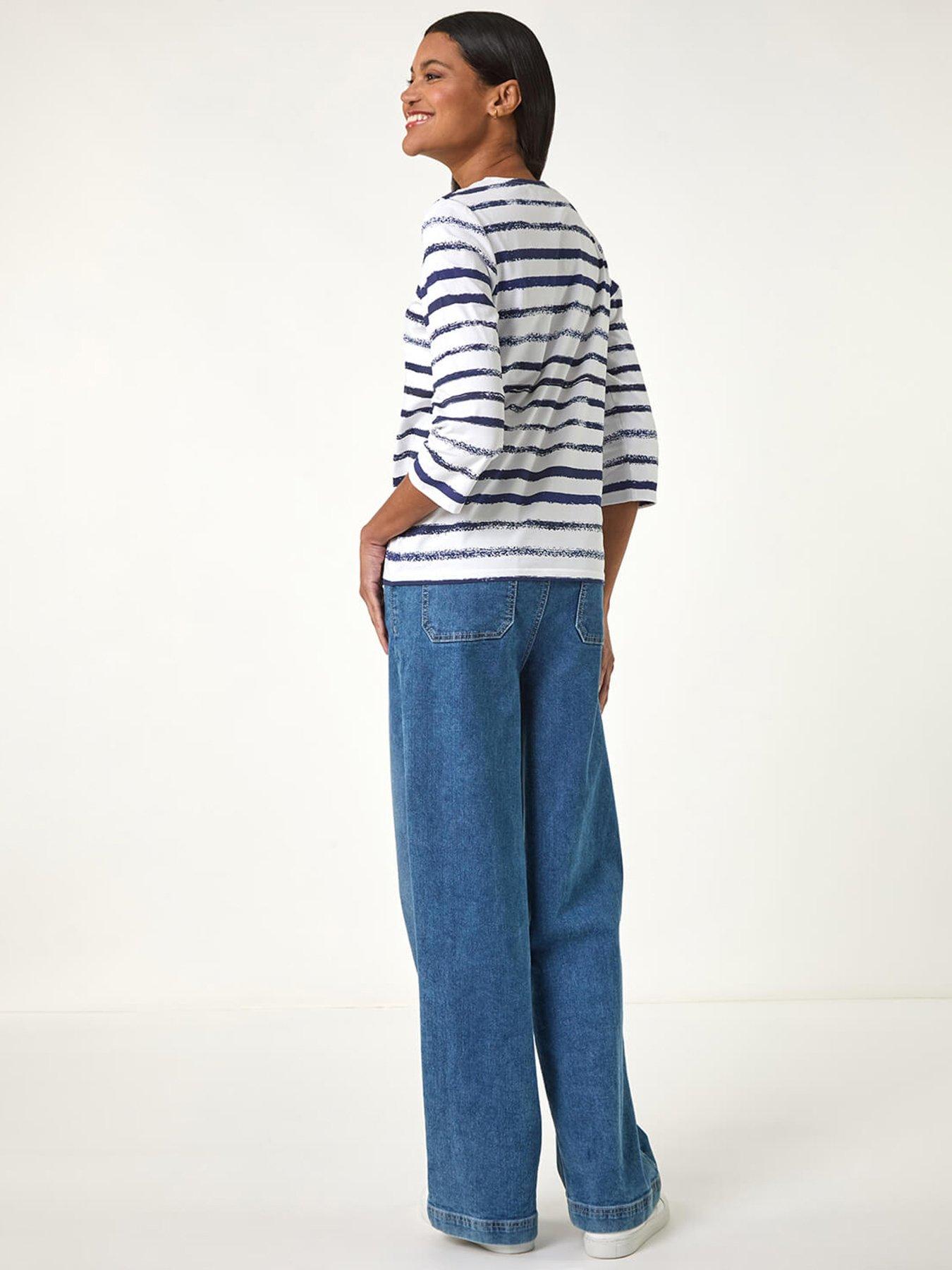 Image 2 of 5 of Roman Anchor Striped Hotfix Top - Blue