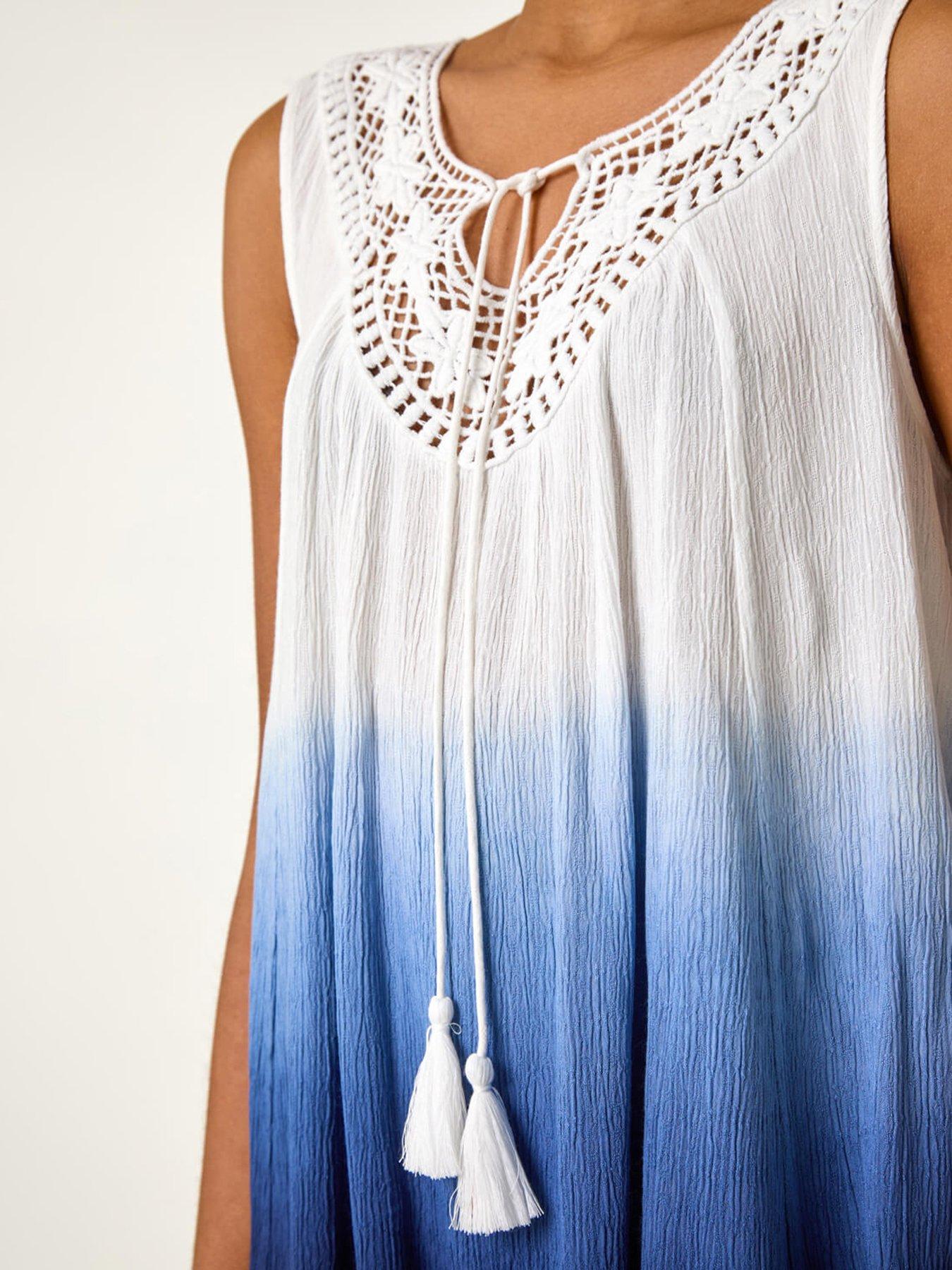  image of roman-cotton-lace-detail-ombre-vest-top-navy