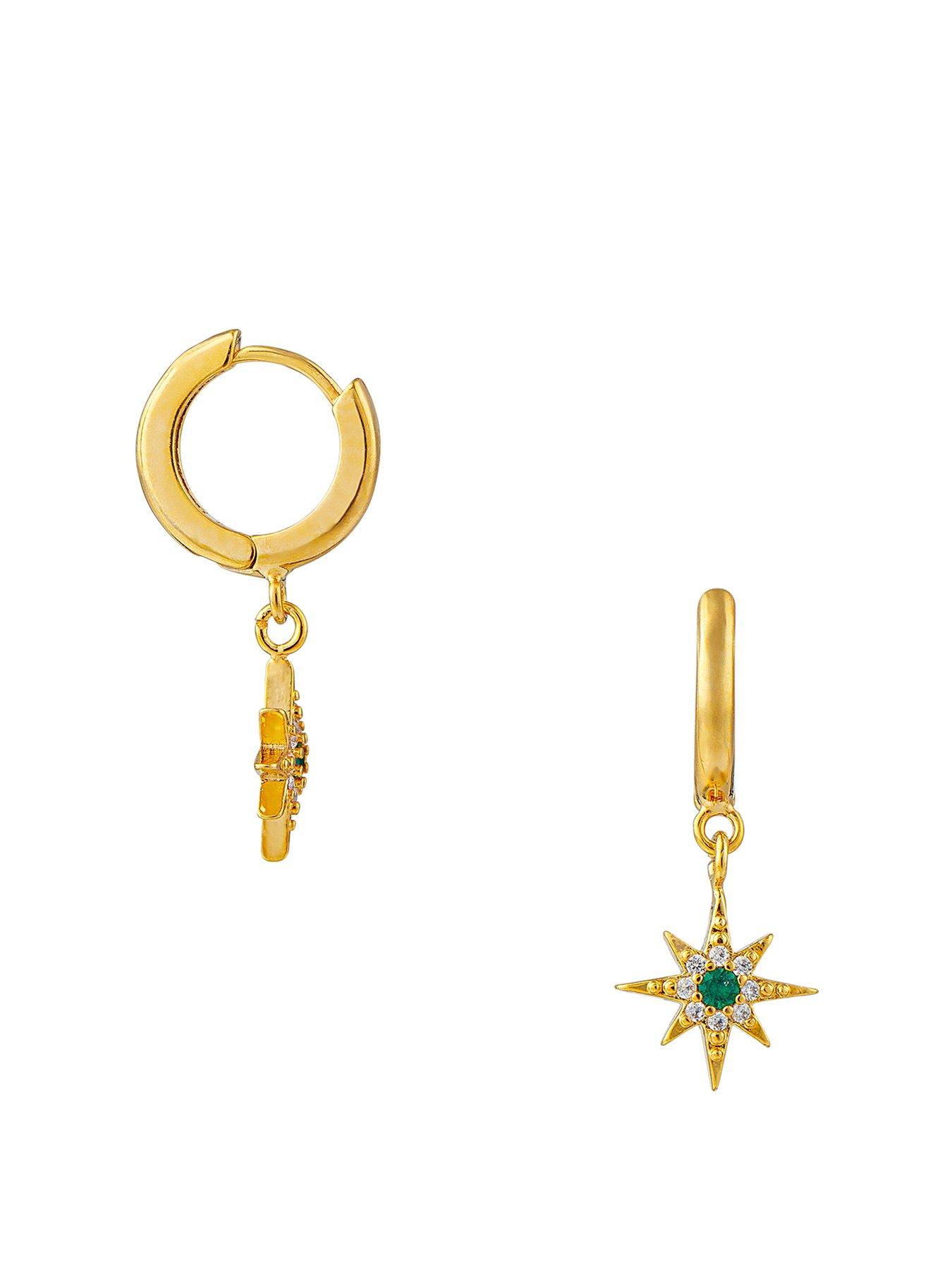 orelia-emerald-pave-starburst-huggie