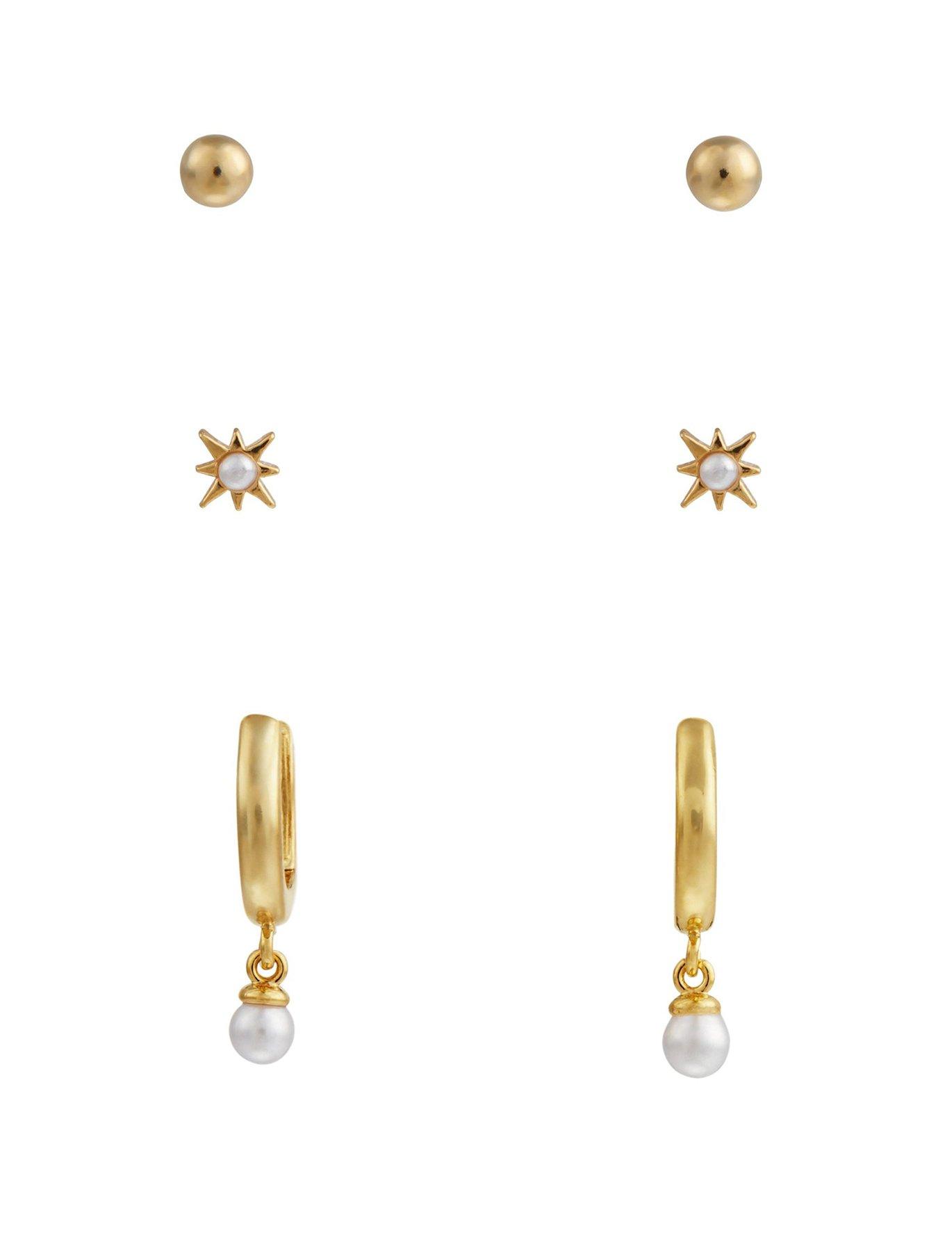 undefined Pearl Drop Hoop & Starburst Stud Pack
