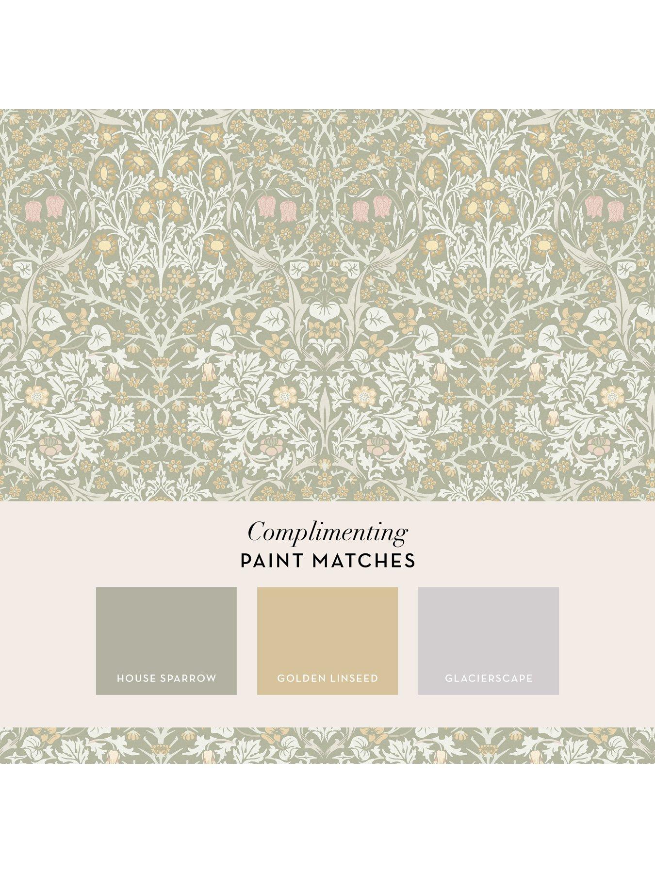 Image 4 of 4 of William Morris at Home William Morris Blackthorn Sage Wallpaper