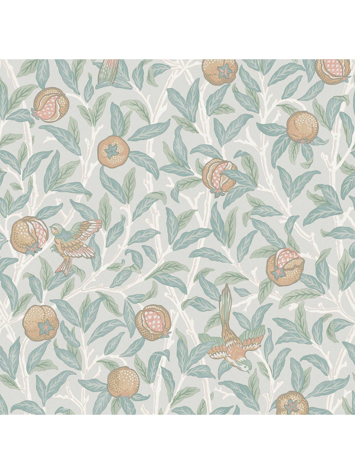  image of william-morris-at-home-william-morris-bird-pomegranate-duck-egg-wallpaper