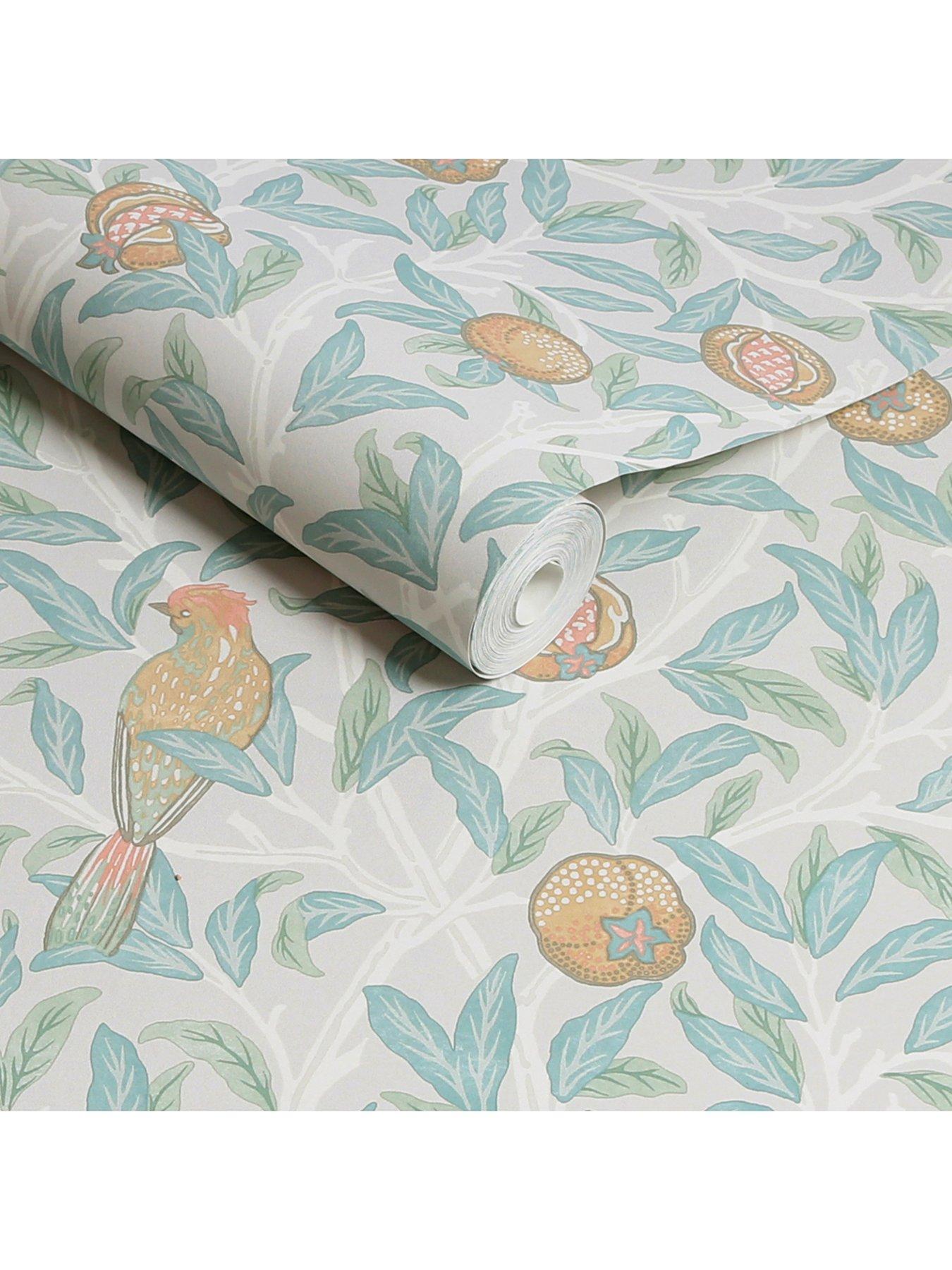  image of william-morris-at-home-william-morris-bird-pomegranate-duck-egg-wallpaper