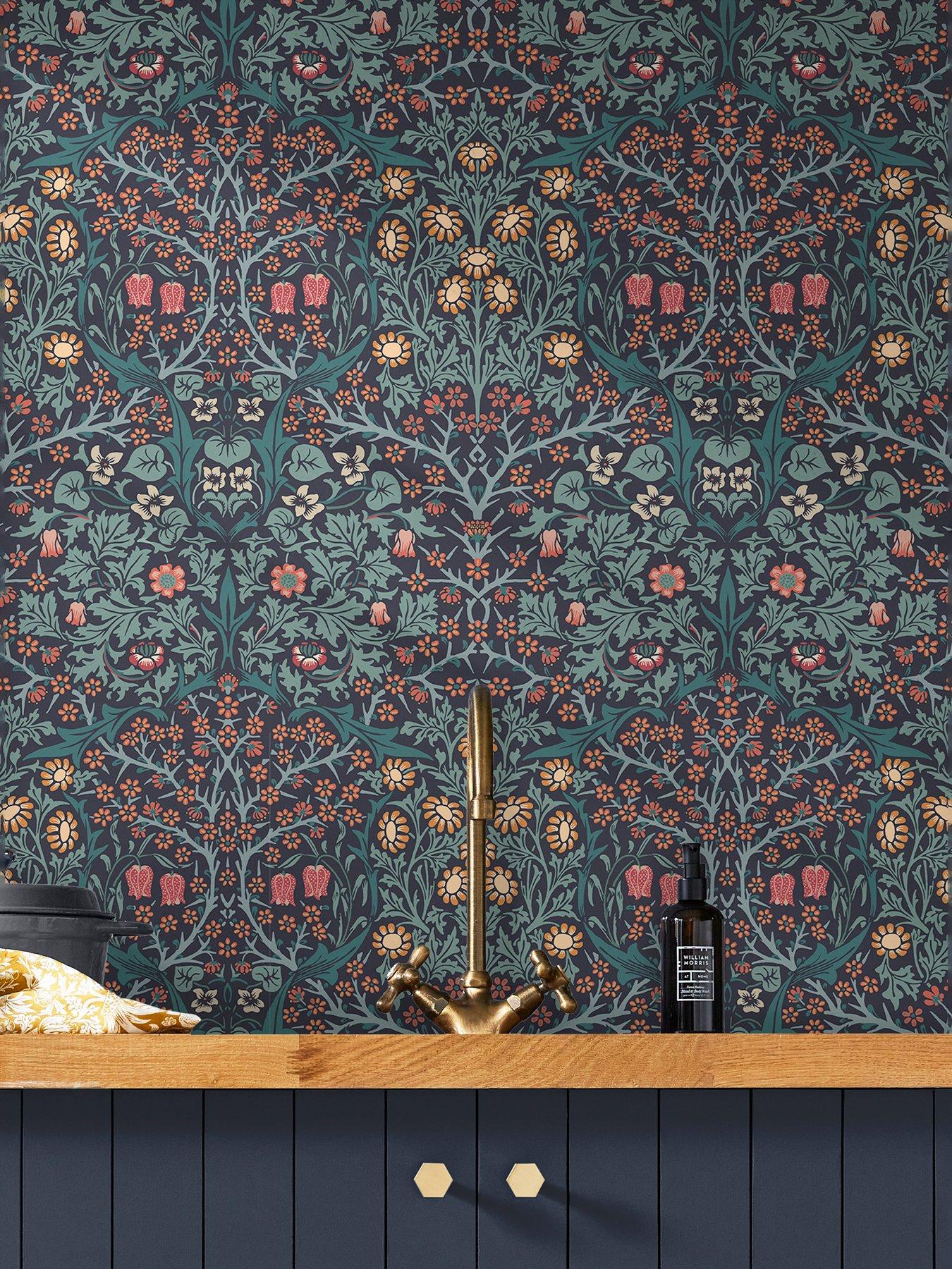 William Morris at Home William Morris Blackthorn Navy Wallpaper