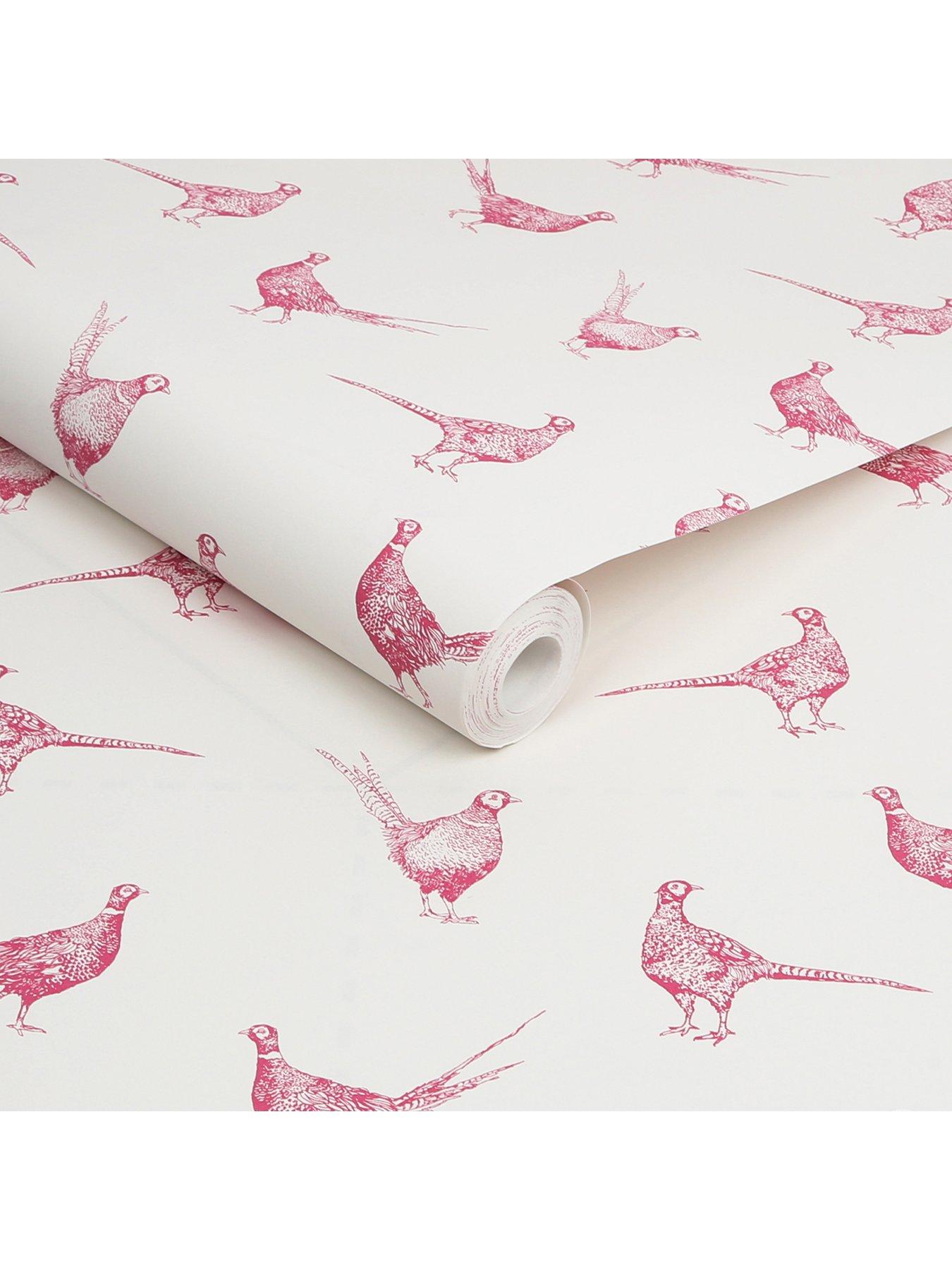 Image 3 of 4 of Joules Flirty Pheasants Truly Pink Wallpaper