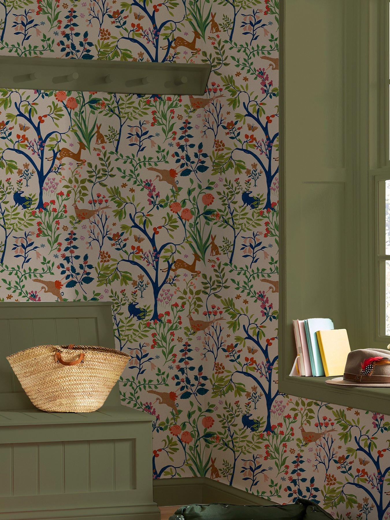 joules-enchanted-woodland-antique-cregraveme-wallpaper