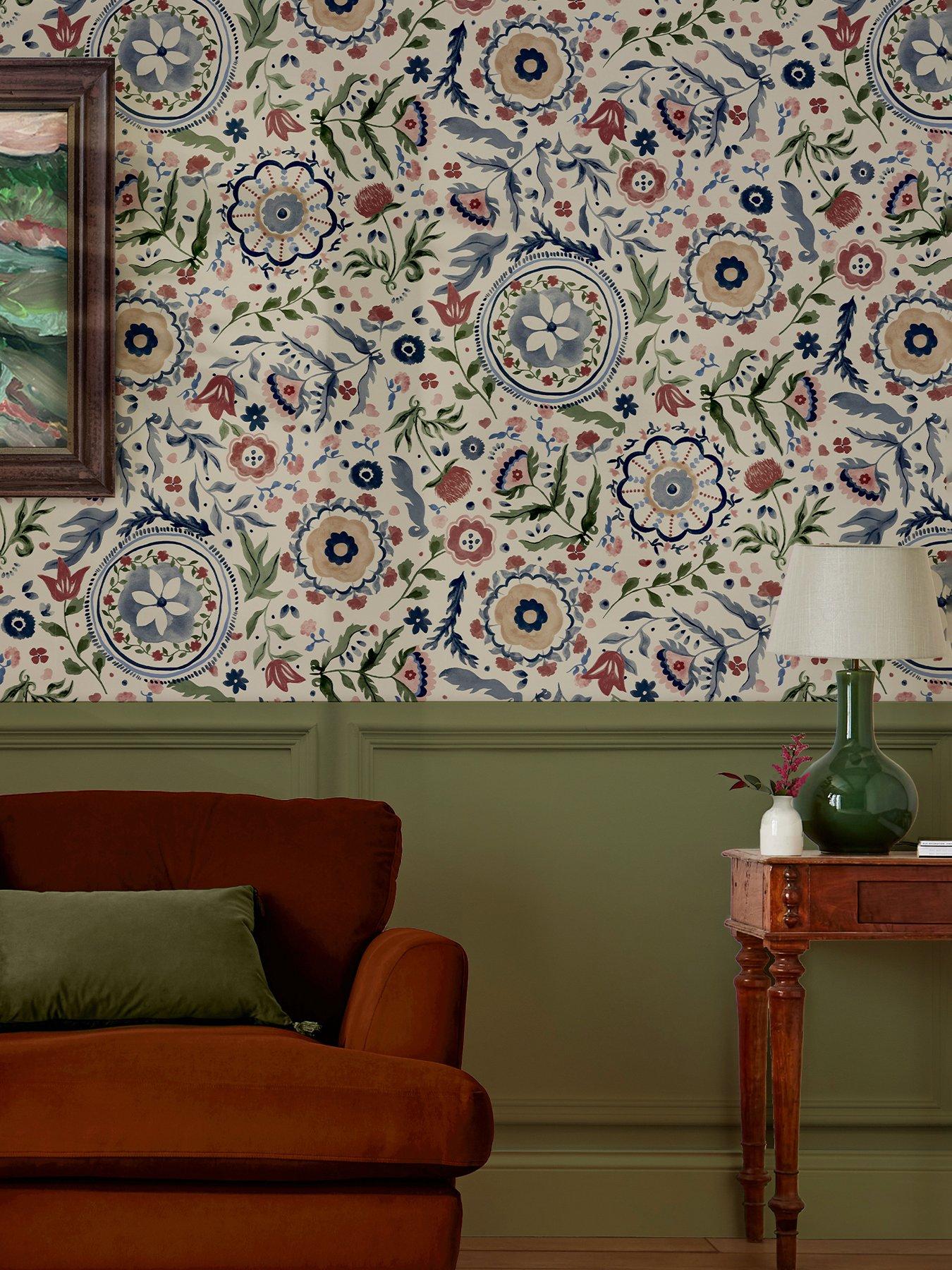 Joules Festival Flowers Antique White Wallpaper