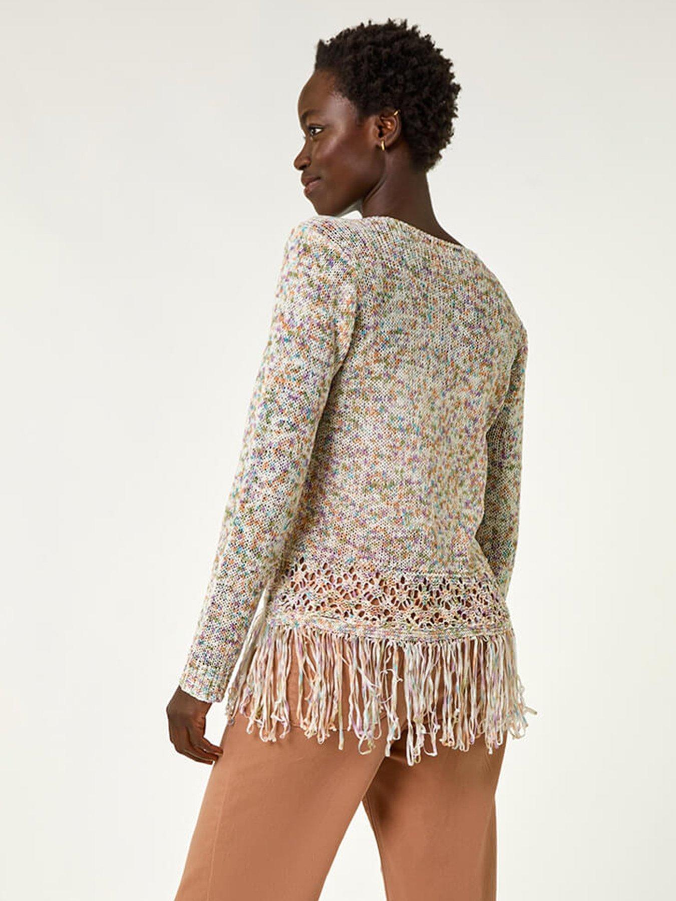 Image 2 of 5 of Roman Light Weight Fringe Hem Knitted Jumper -  Multi