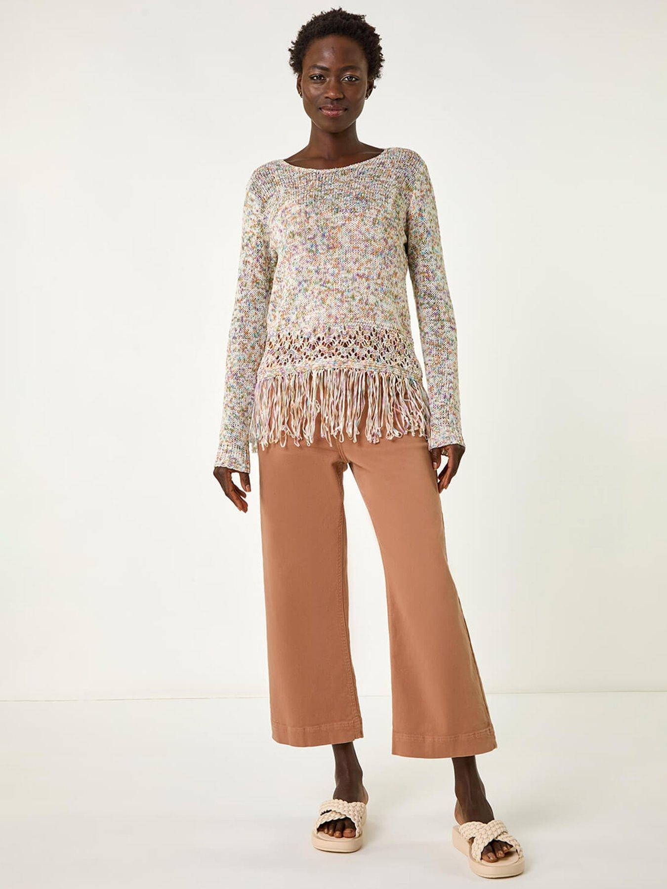 Image 3 of 5 of Roman Light Weight Fringe Hem Knitted Jumper -  Multi