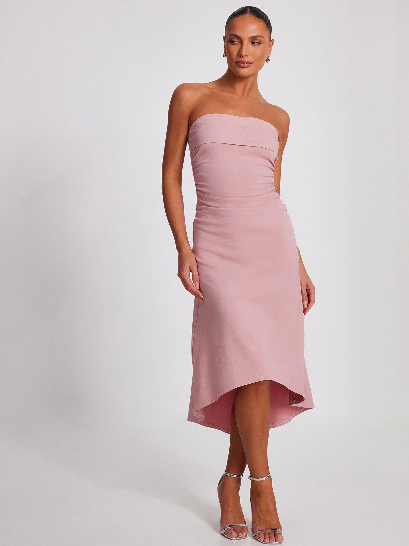 undefined Pale Pink Bandeau Midi Dress