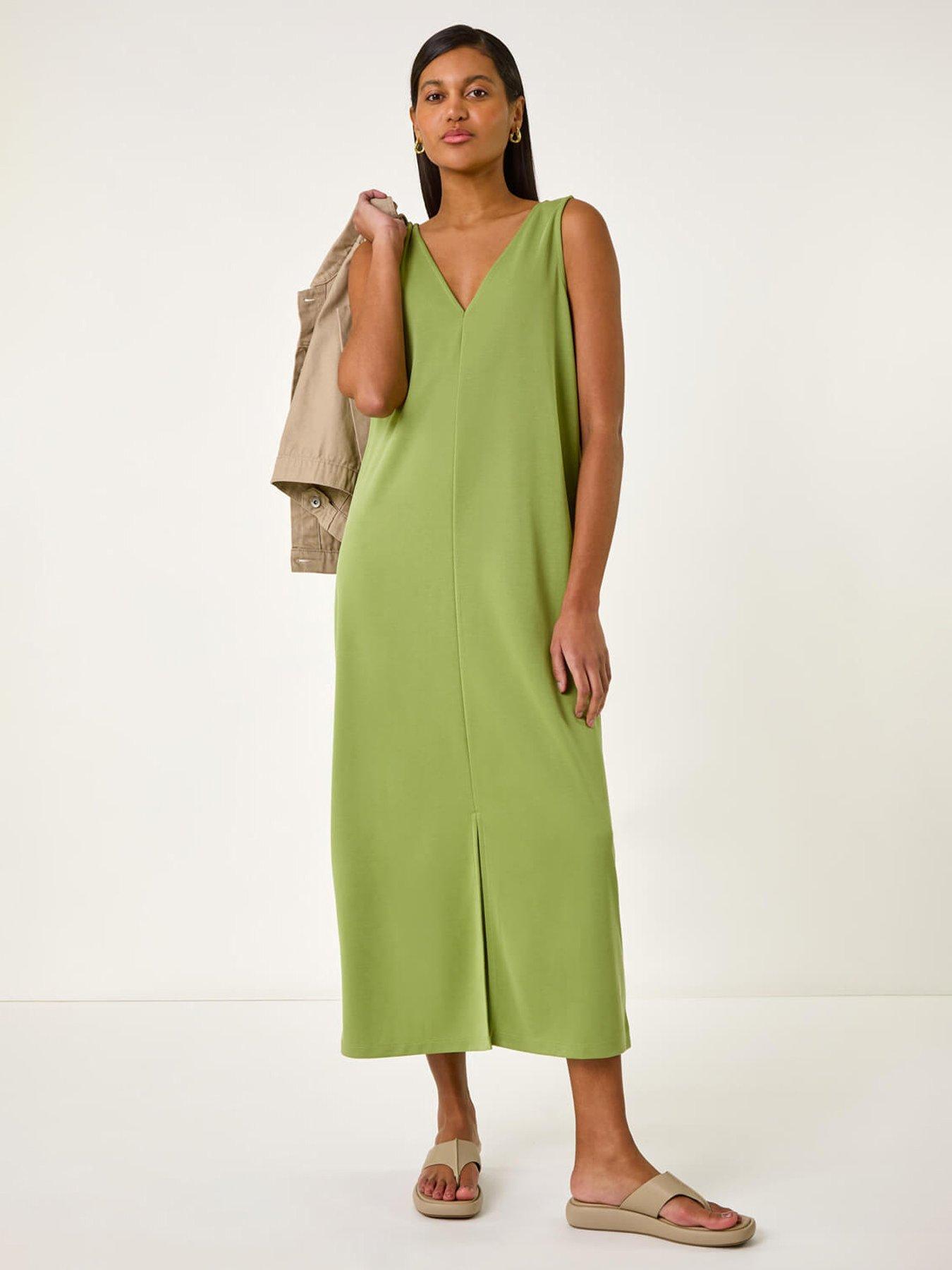 roman-soft-pique-stretch-midi-dress-green