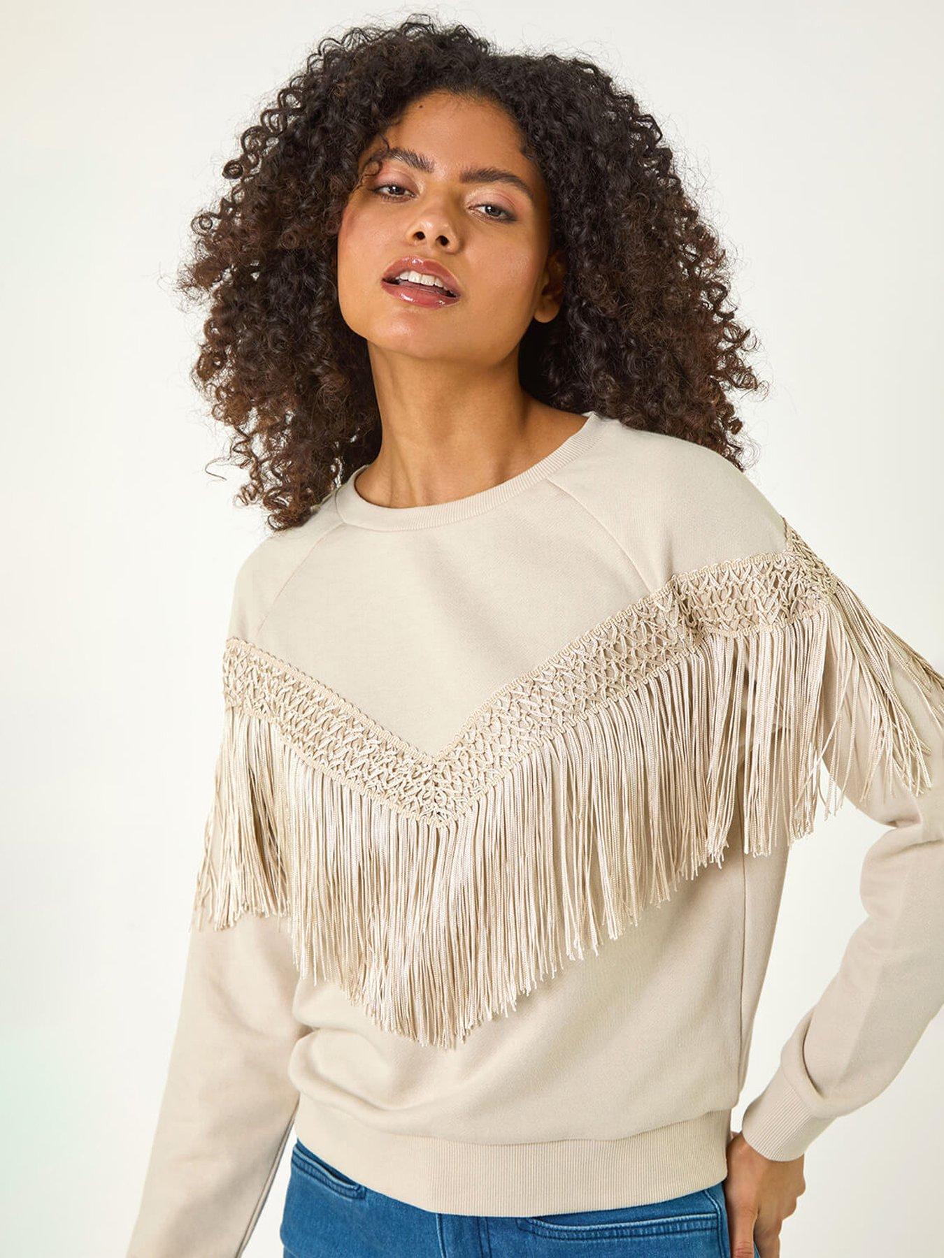 undefined Dusk Tassel Detail Sweatshirt -  Beige