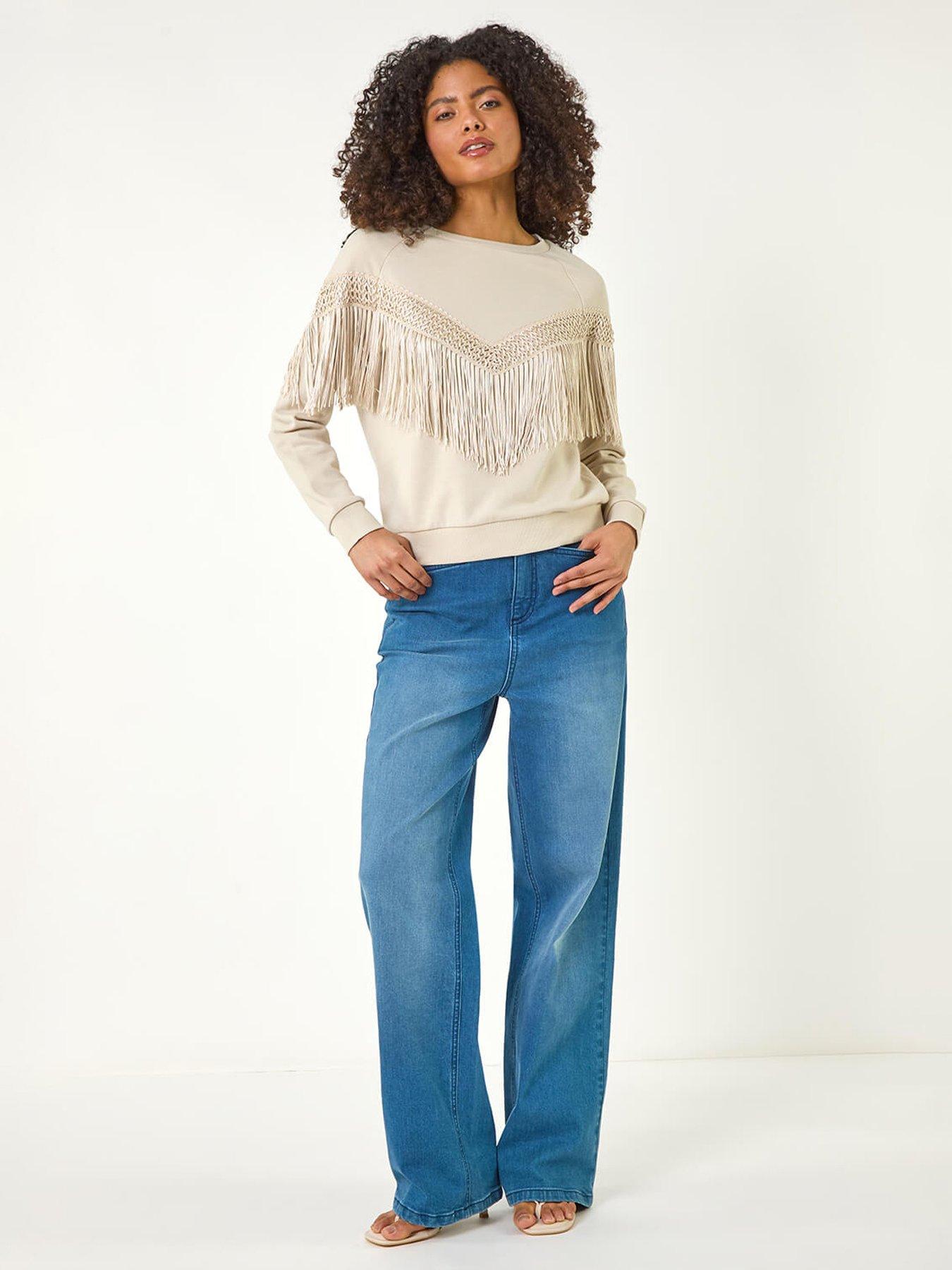 Image 3 of 5 of Roman Dusk Tassel Detail Sweatshirt -  Beige