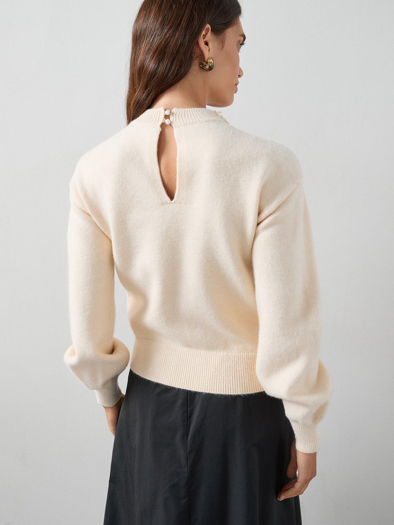 Image 2 of 6 of The Very Collection Embellished Neckline Balloon Sleeve Jumper - Lemon
