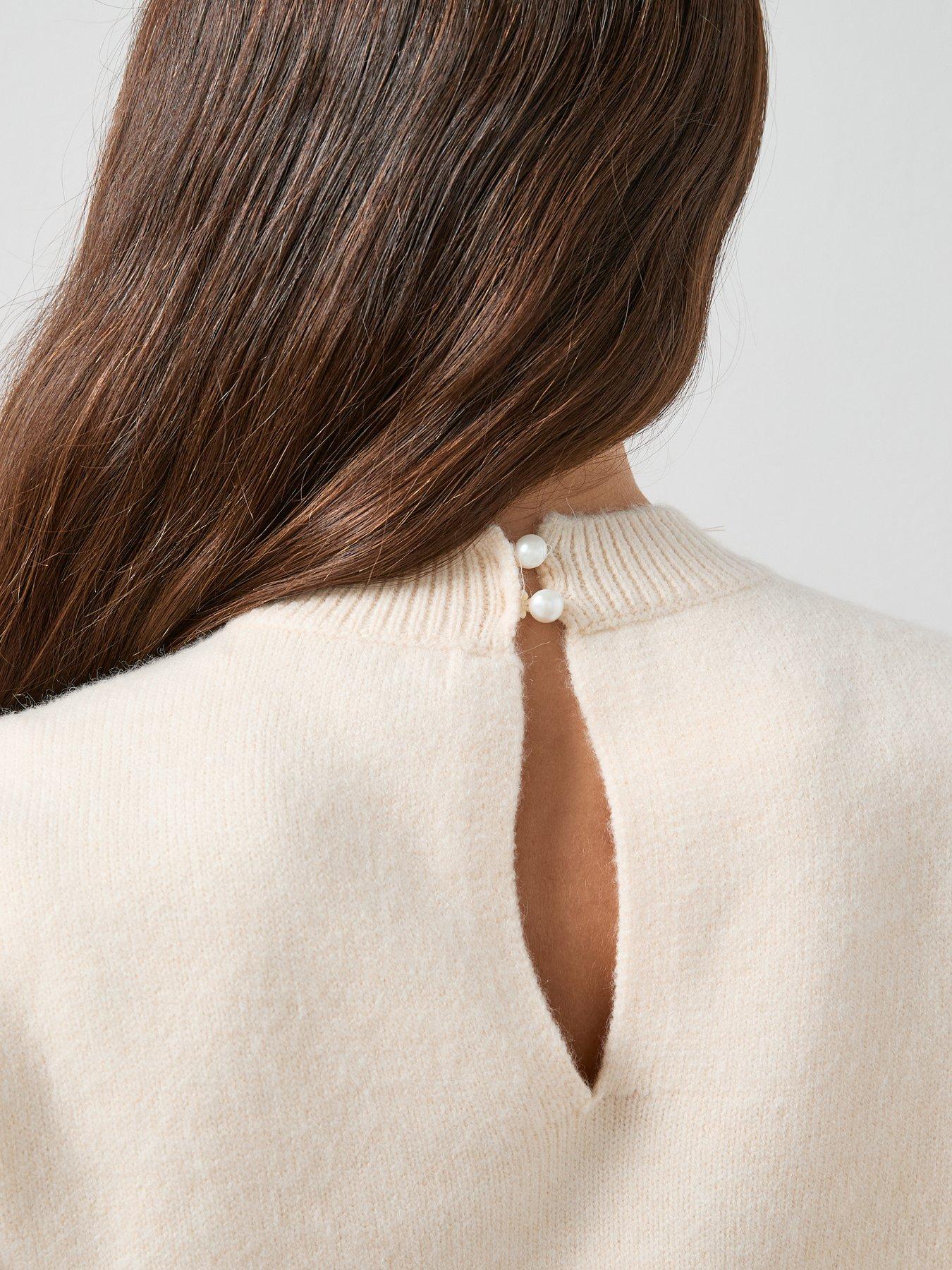 Image 4 of 6 of The Very Collection Embellished Neckline Balloon Sleeve Jumper - Lemon