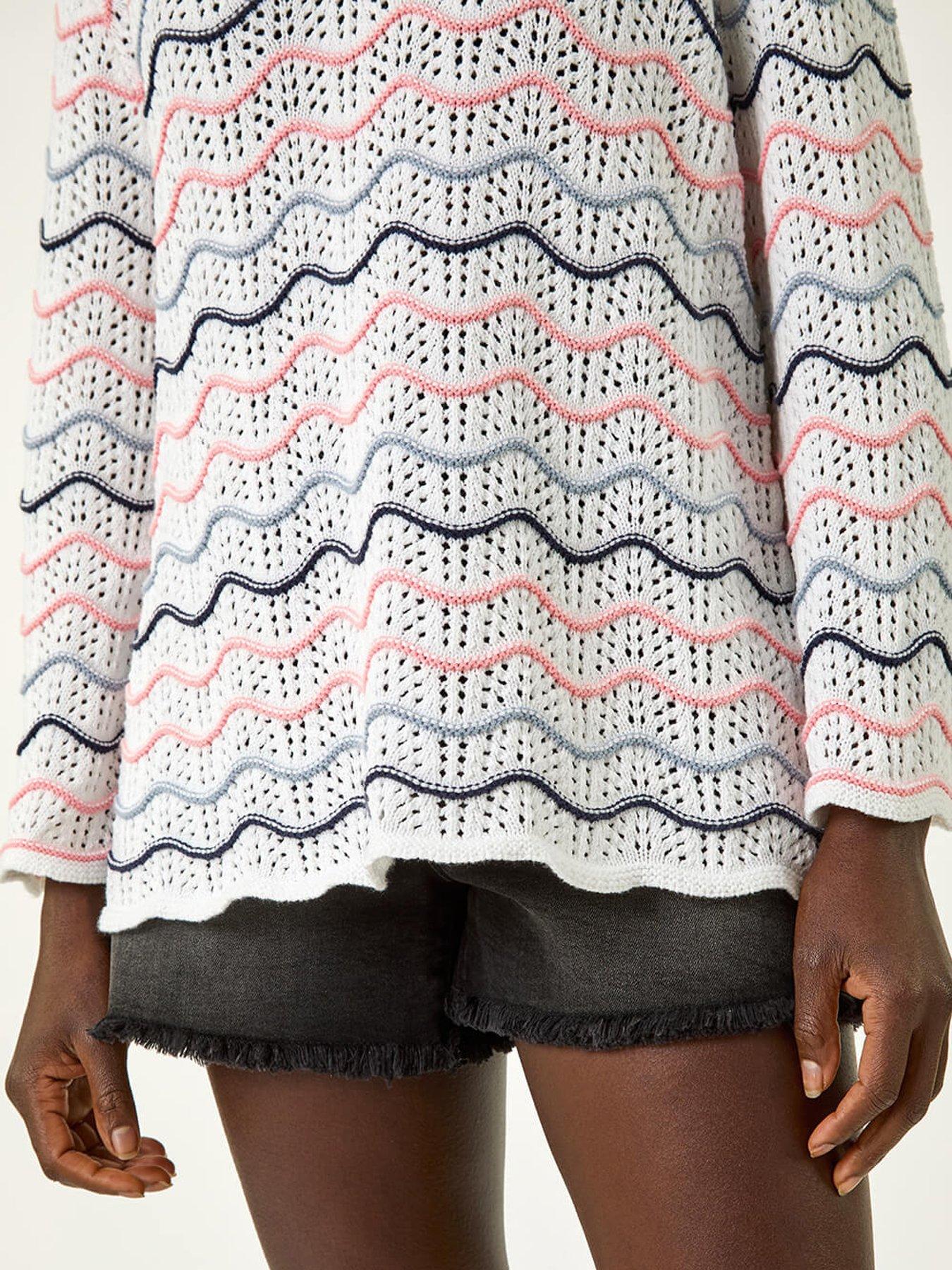 Image 5 of 5 of Roman Multi Wave Scallop Crochet Jumper -  White