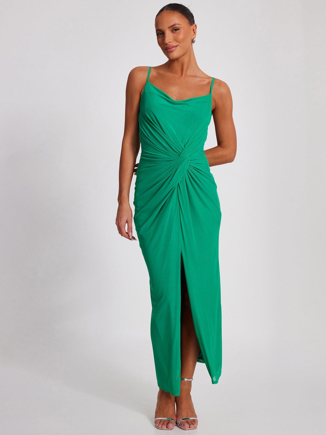  image of quiz-jade-knot-front-midaxi-dress
