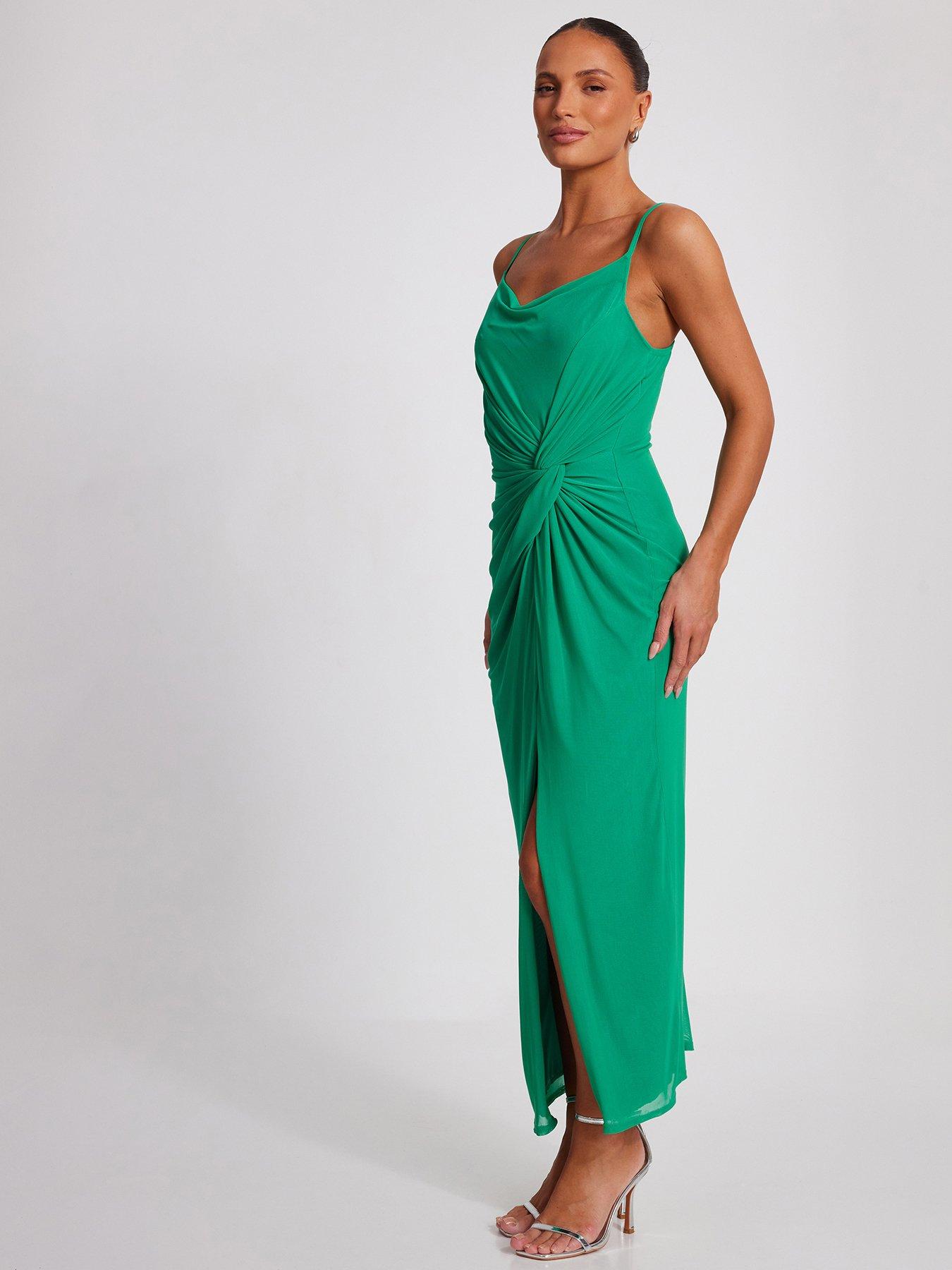  image of quiz-jade-knot-front-midaxi-dress
