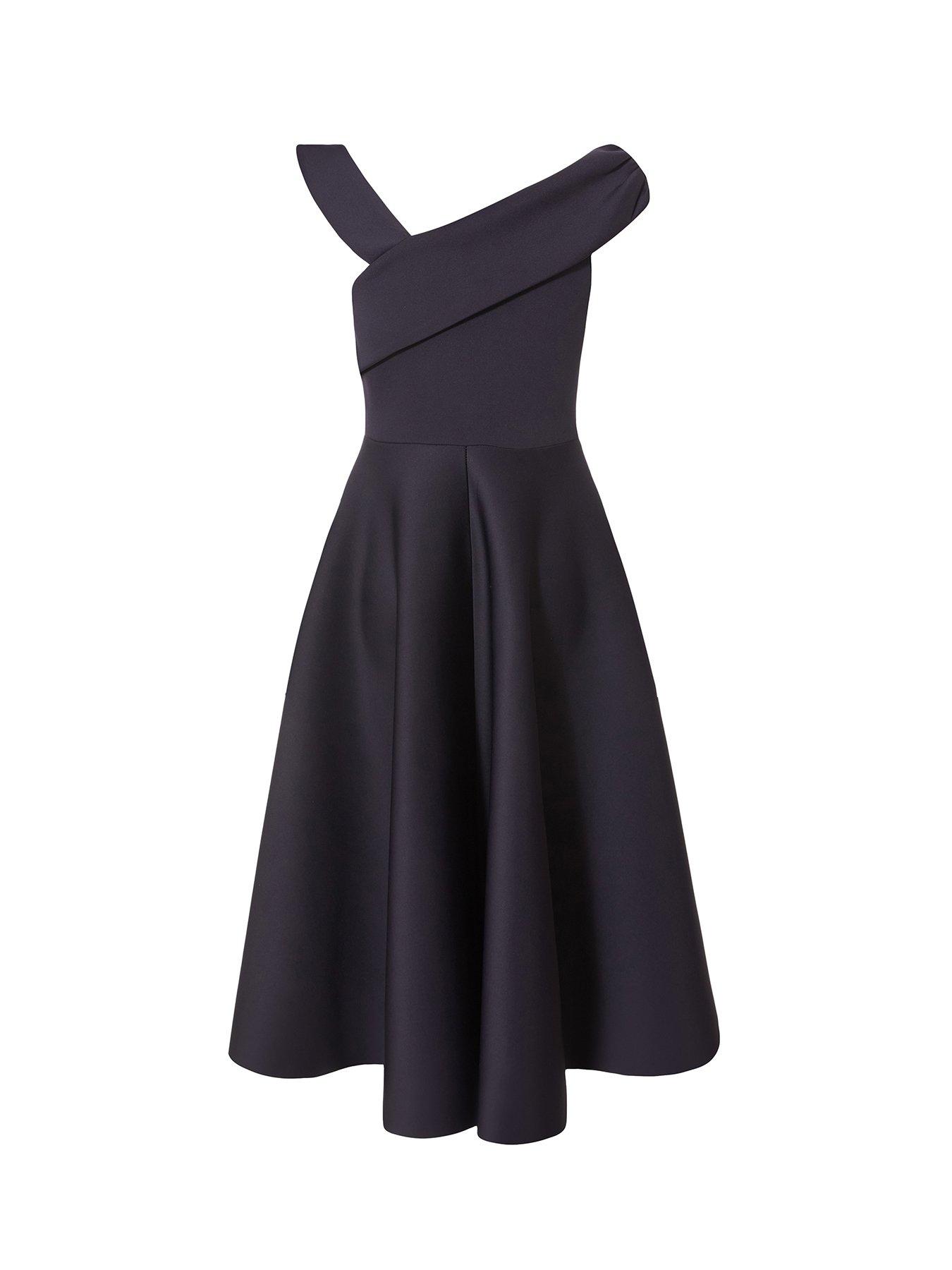 quiz navy skater dress Quiz One Shoulder Midi Skater Dress - Dark Blue