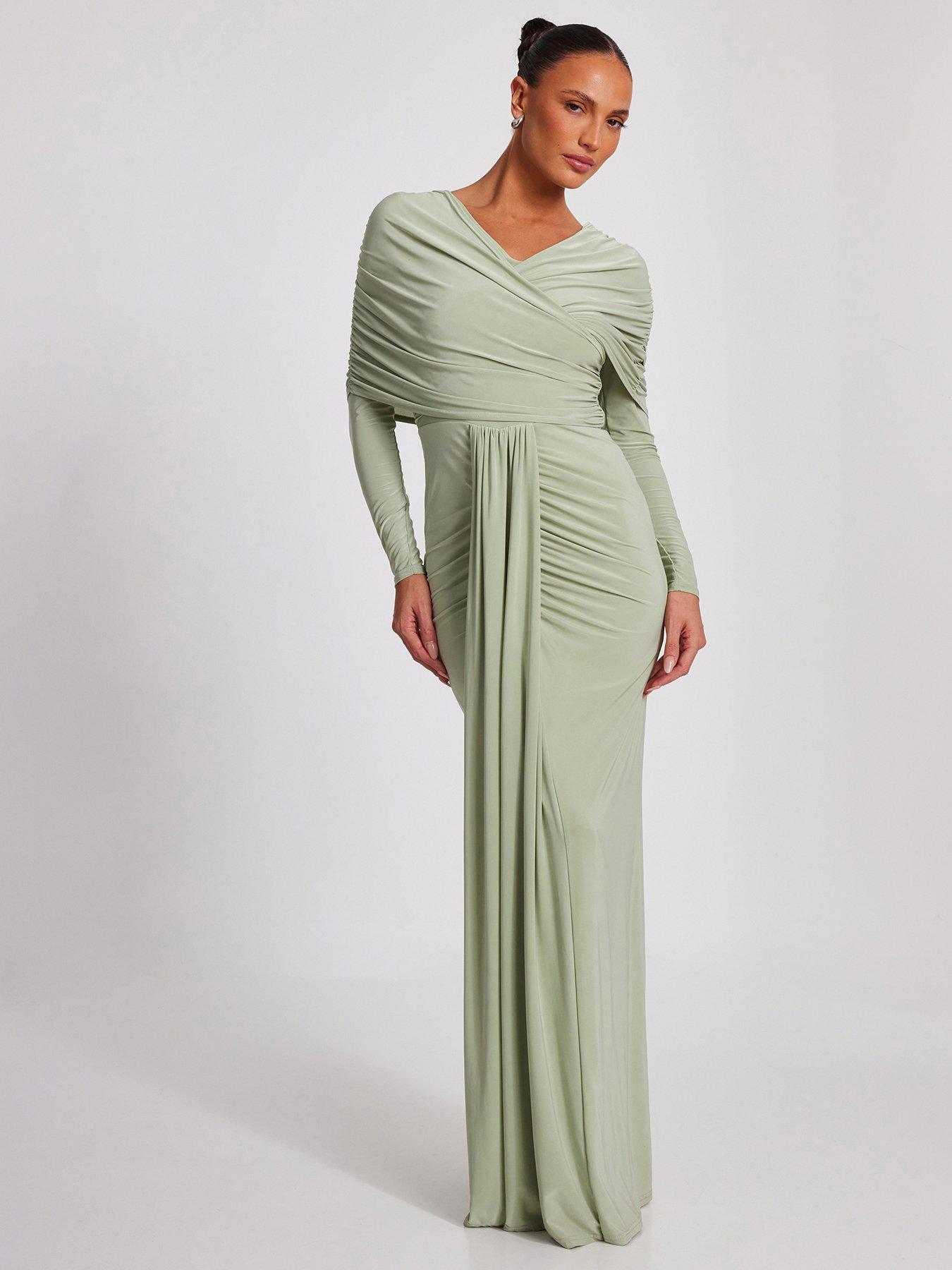 undefined Sage Draped Maxi Dress