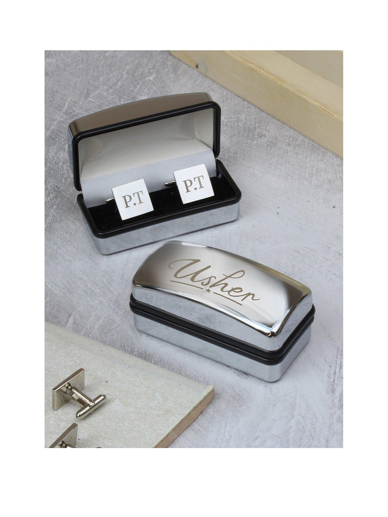 undefined Personalised Stainless Steel Wedding Cufflinks and Box Set
