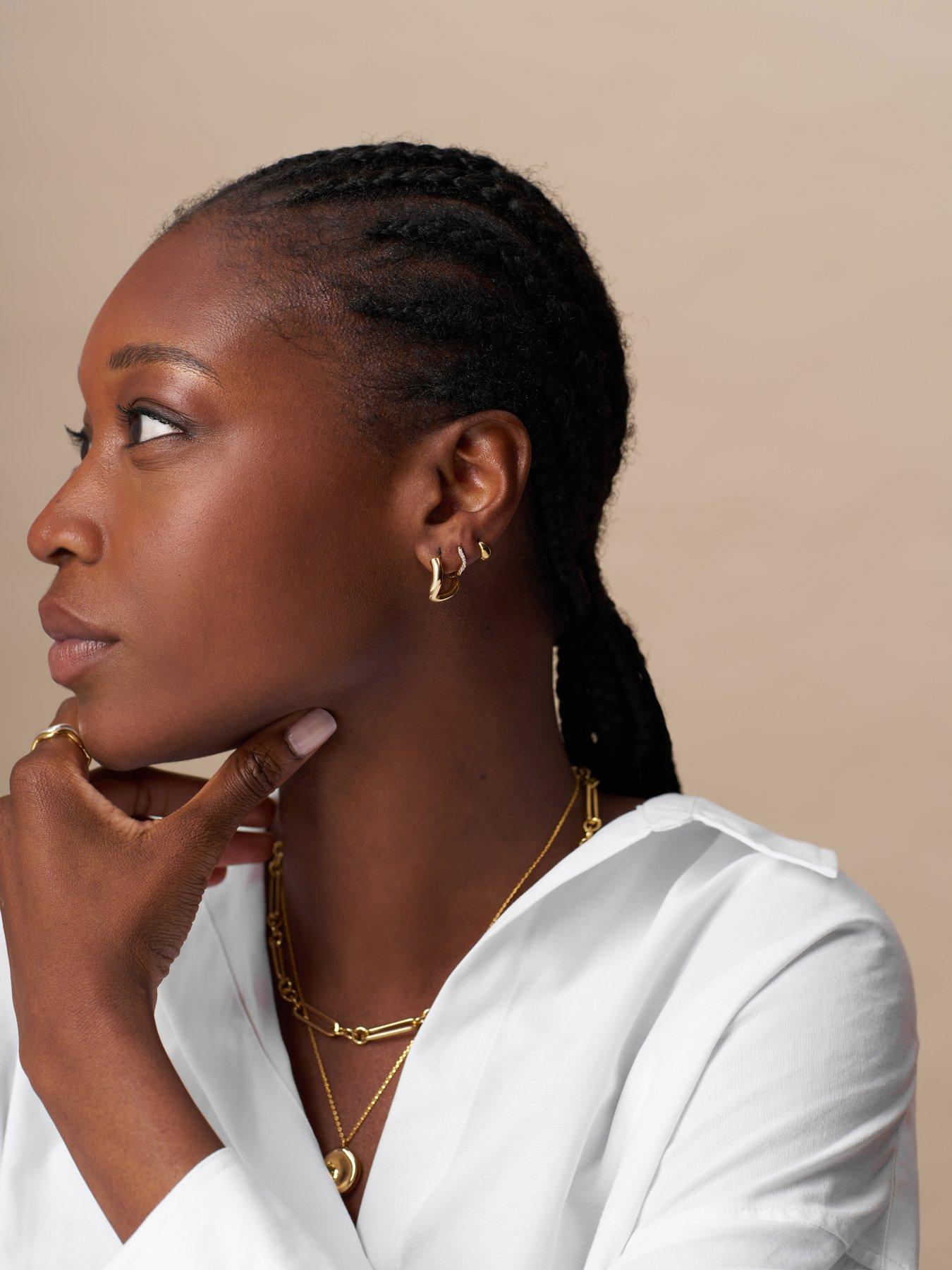  image of orelia-round-wave-chunky-hoop-earring