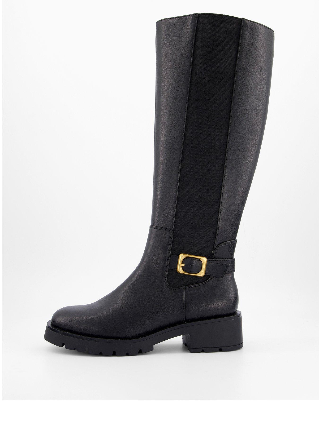 Image 2 of 8 of The Very Collection Wide Fit Buckle Knee High Boot - Black