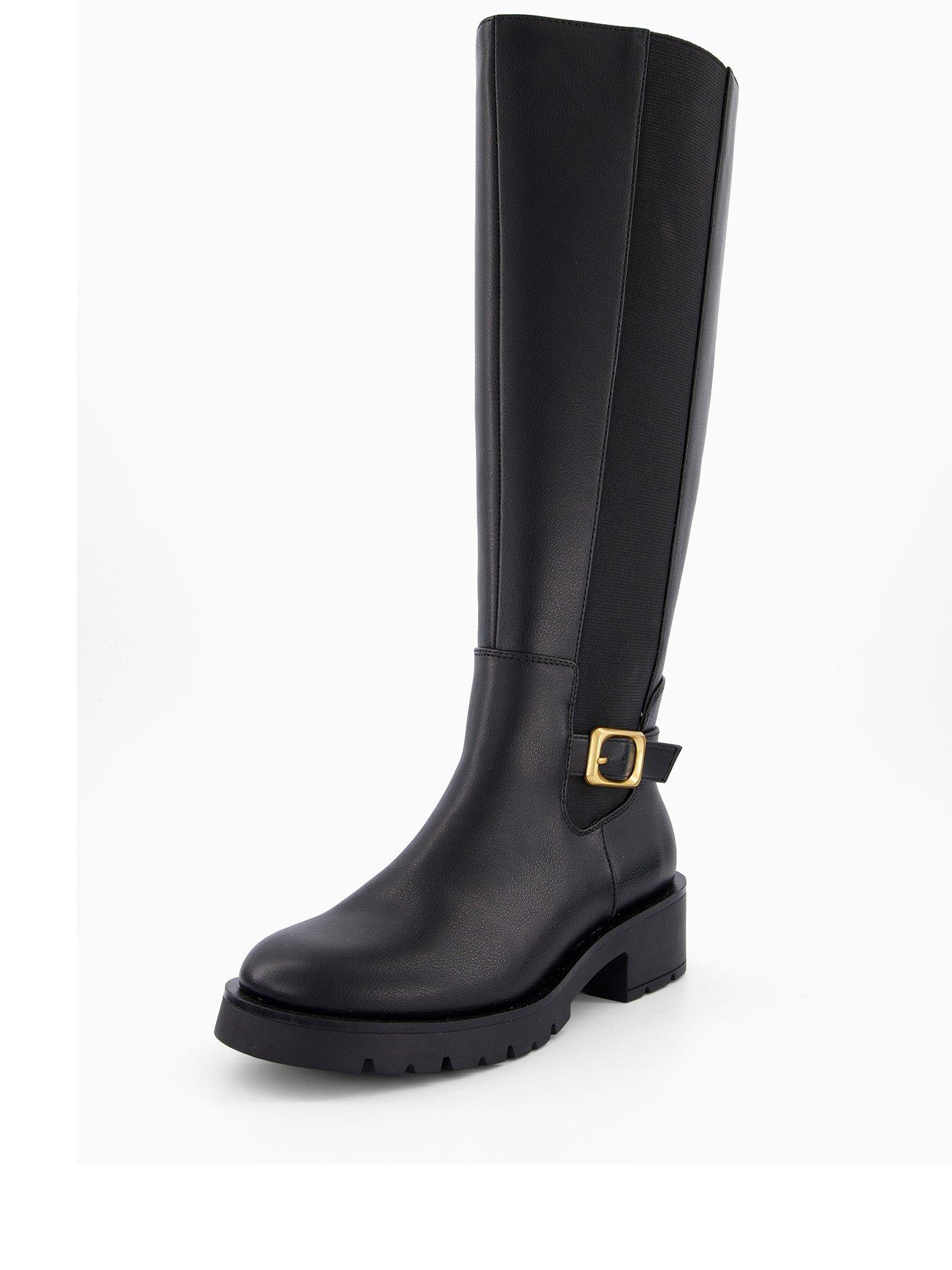 Image 3 of 8 of The Very Collection Wide Fit Buckle Knee High Boot - Black