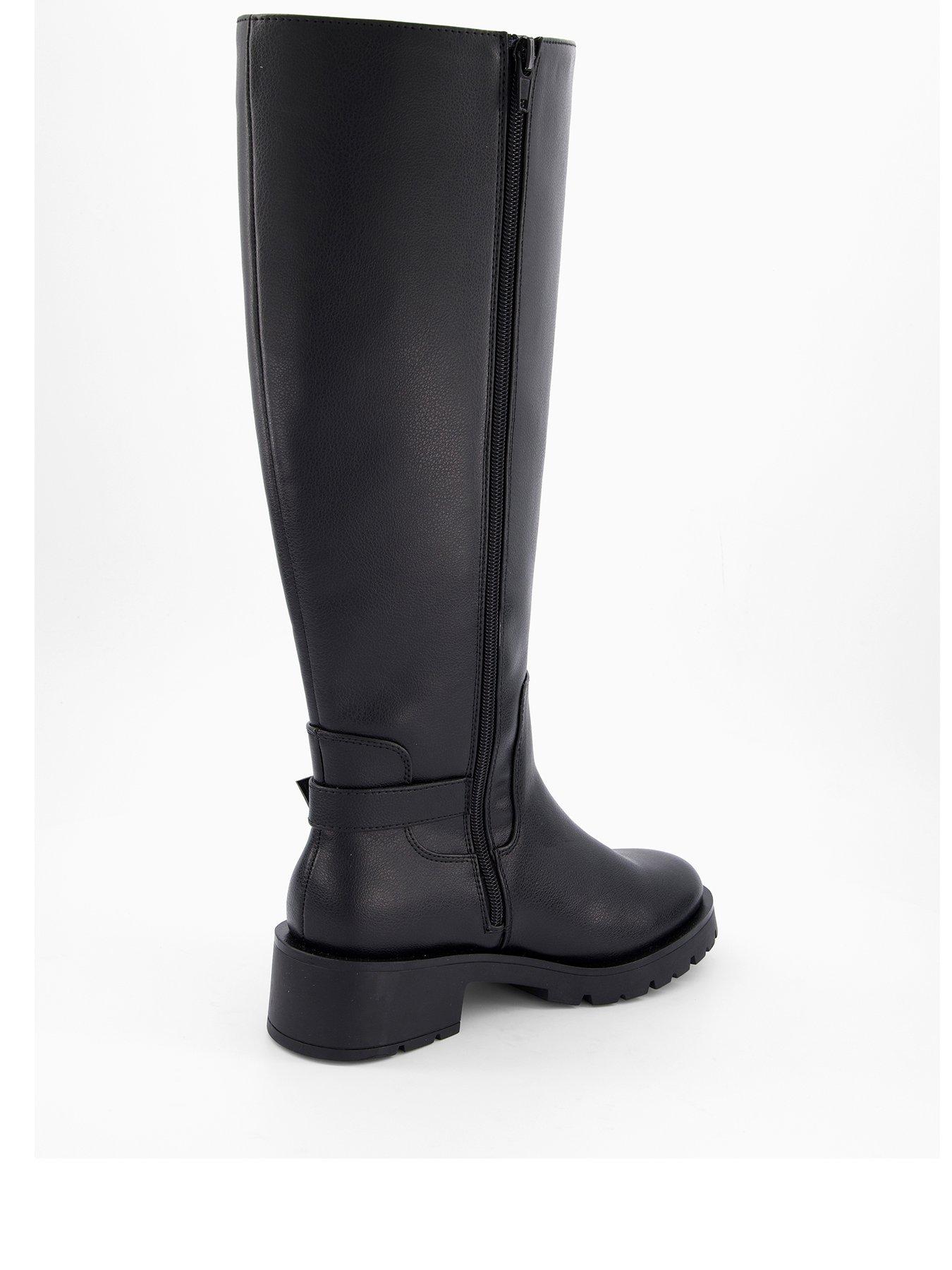 Image 4 of 8 of The Very Collection Wide Fit Buckle Knee High Boot - Black