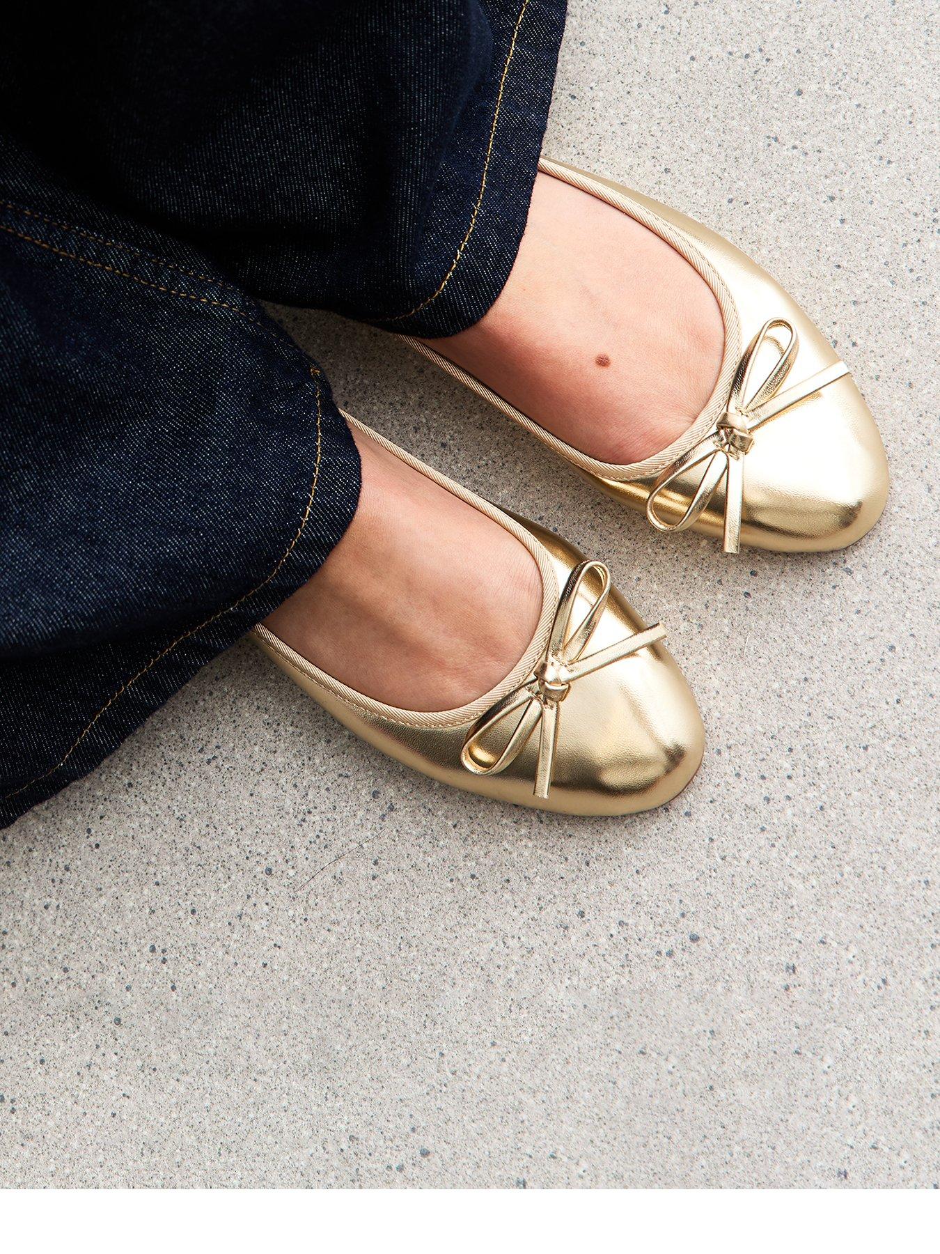 stillFront image of new-look-gold-metallic-faux-leather-ballet-pumps