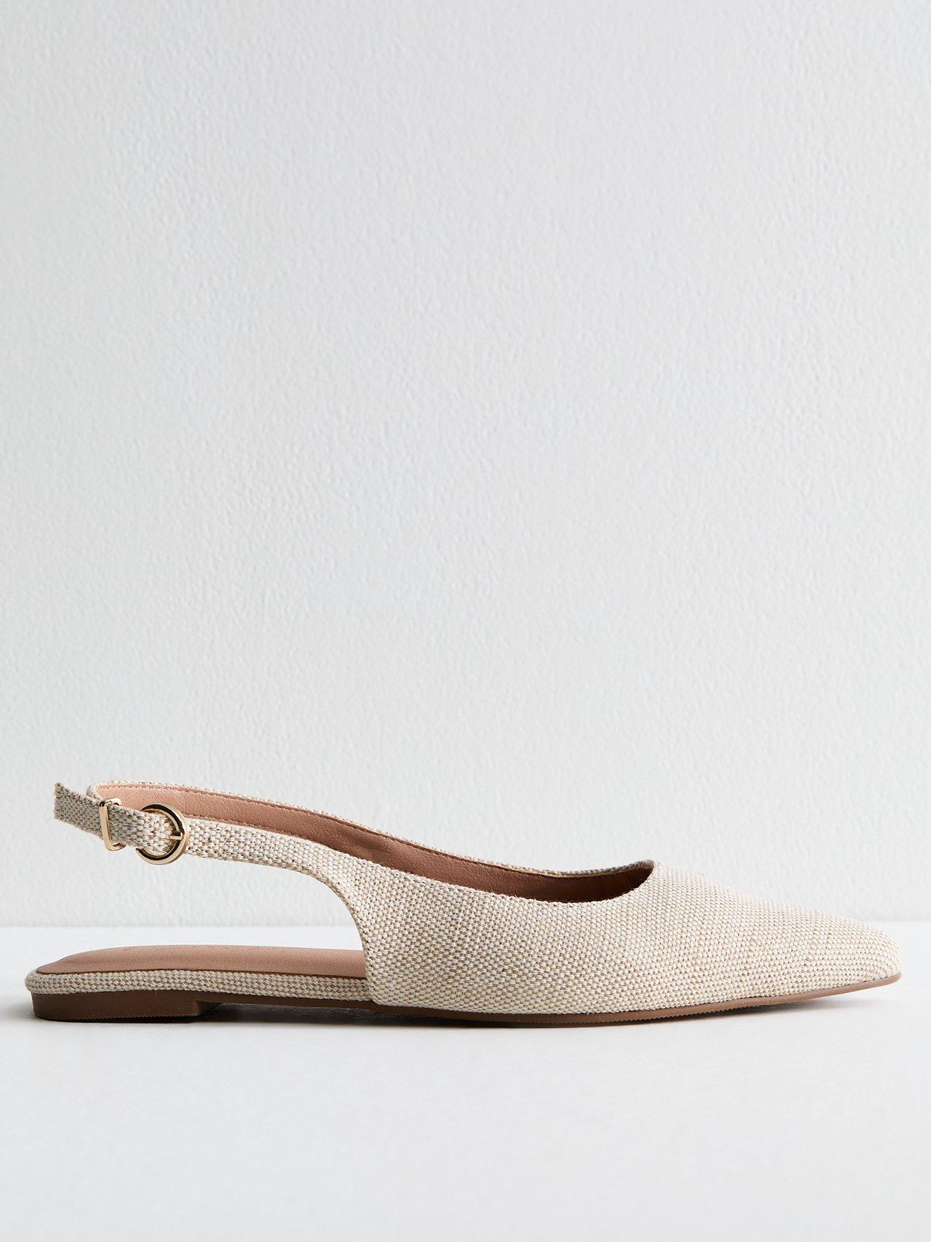  image of new-look-cream-linen-look-slingback-flats