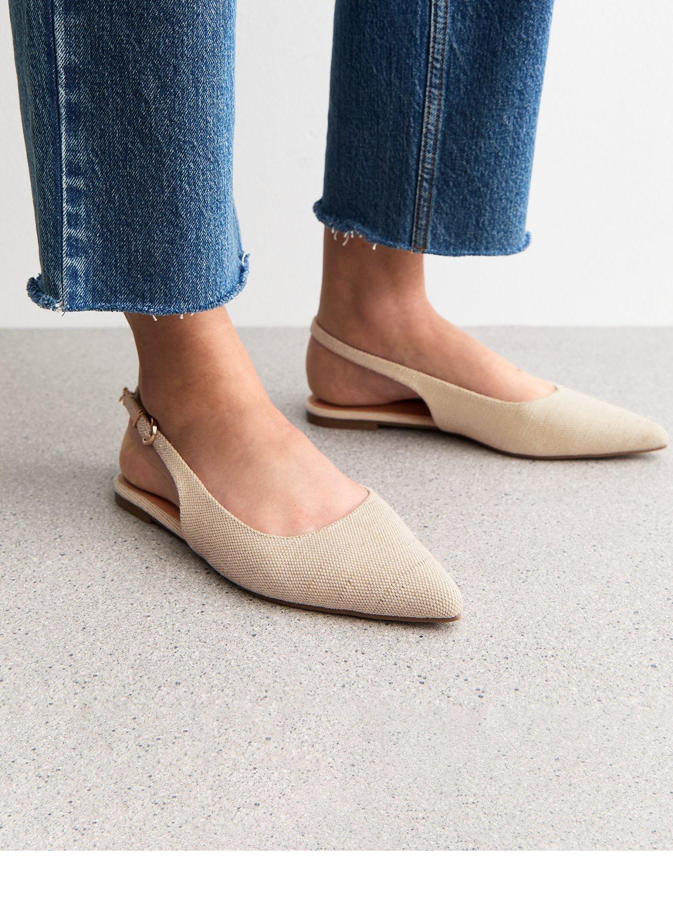 stillFront image of new-look-cream-linen-look-slingback-flats