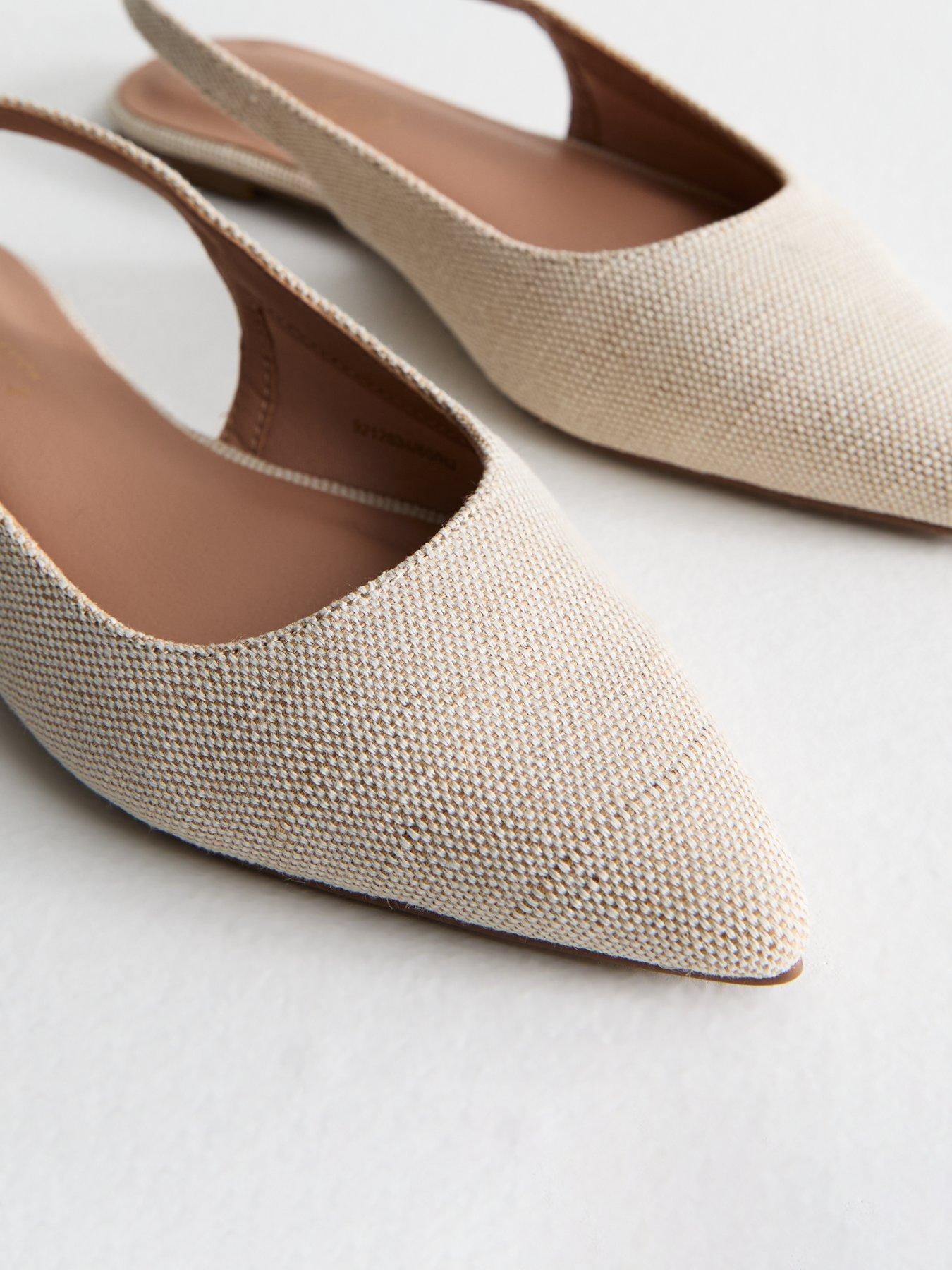  image of new-look-cream-linen-look-slingback-flats