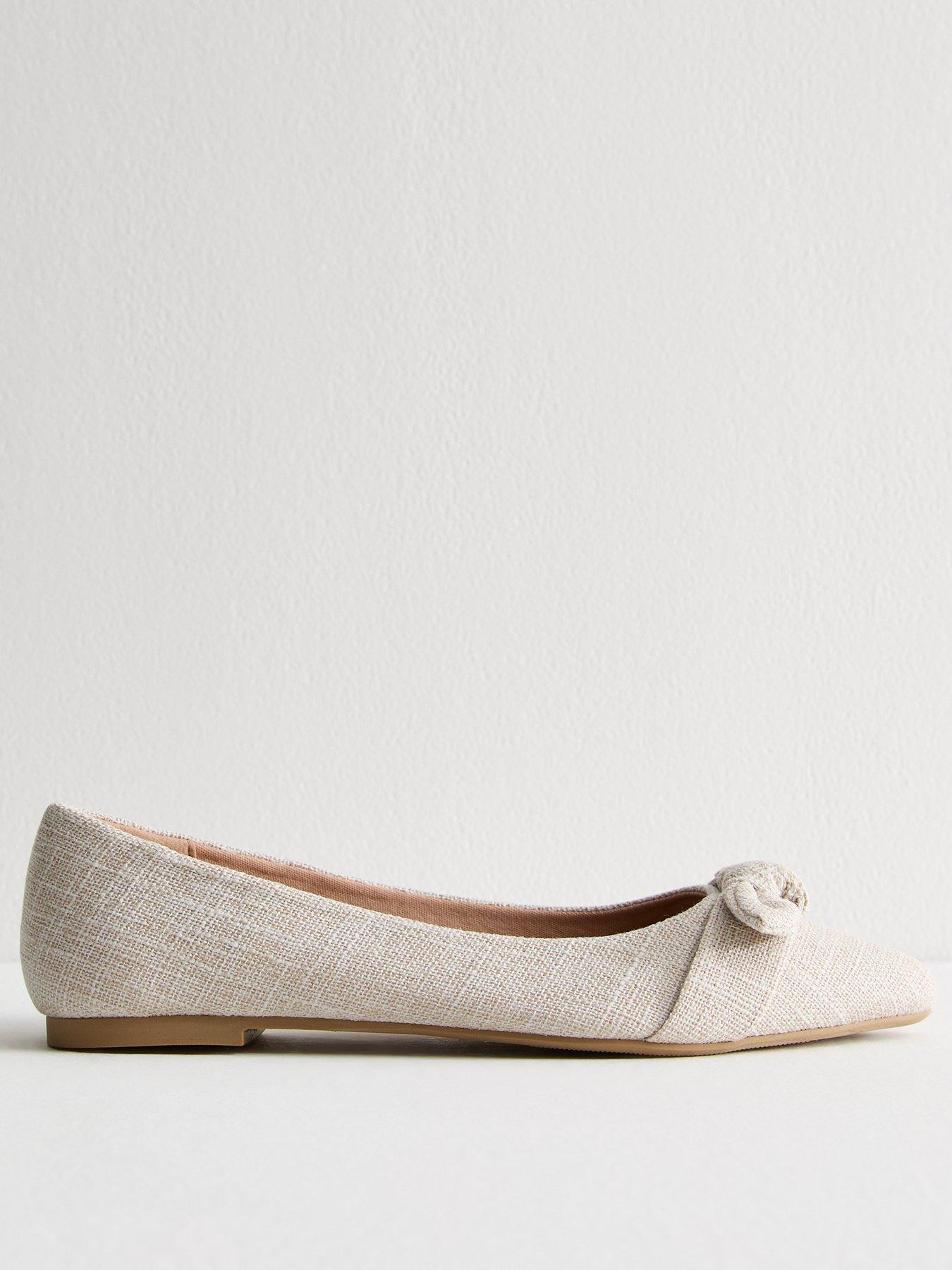 New Look Wide Fit Linen-Look Ballet Pumps Cream Littlewoods