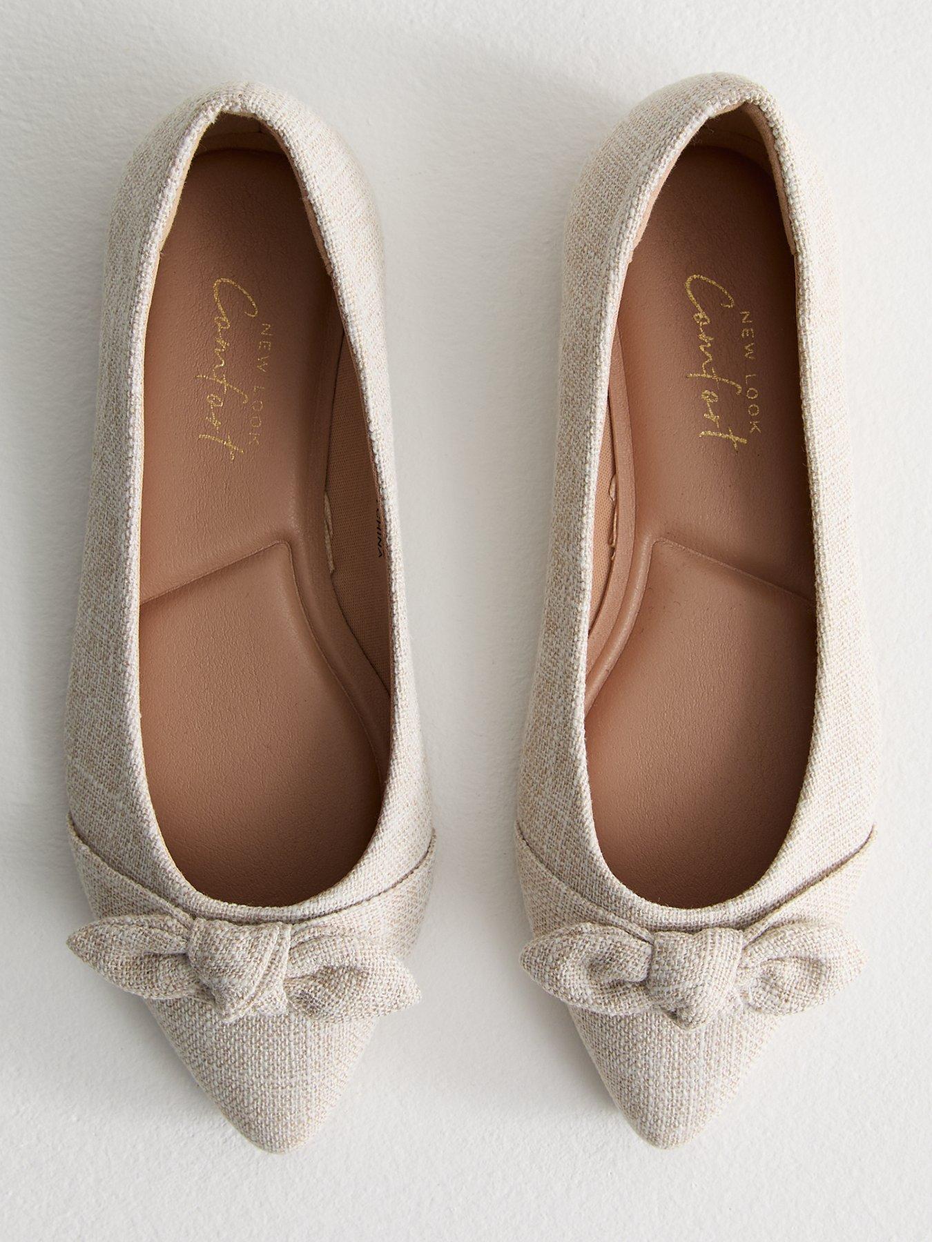  image of new-look-wide-fit-cream-linen-look-ballet-pumps