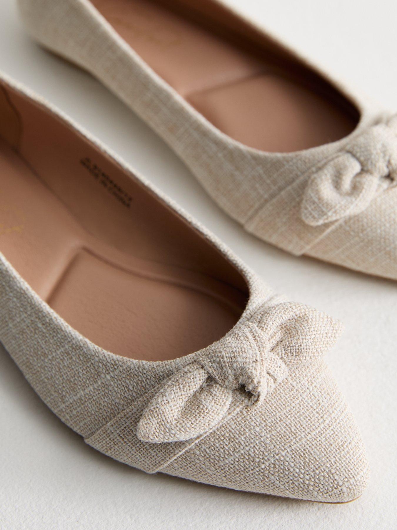  image of new-look-wide-fit-cream-linen-look-ballet-pumps