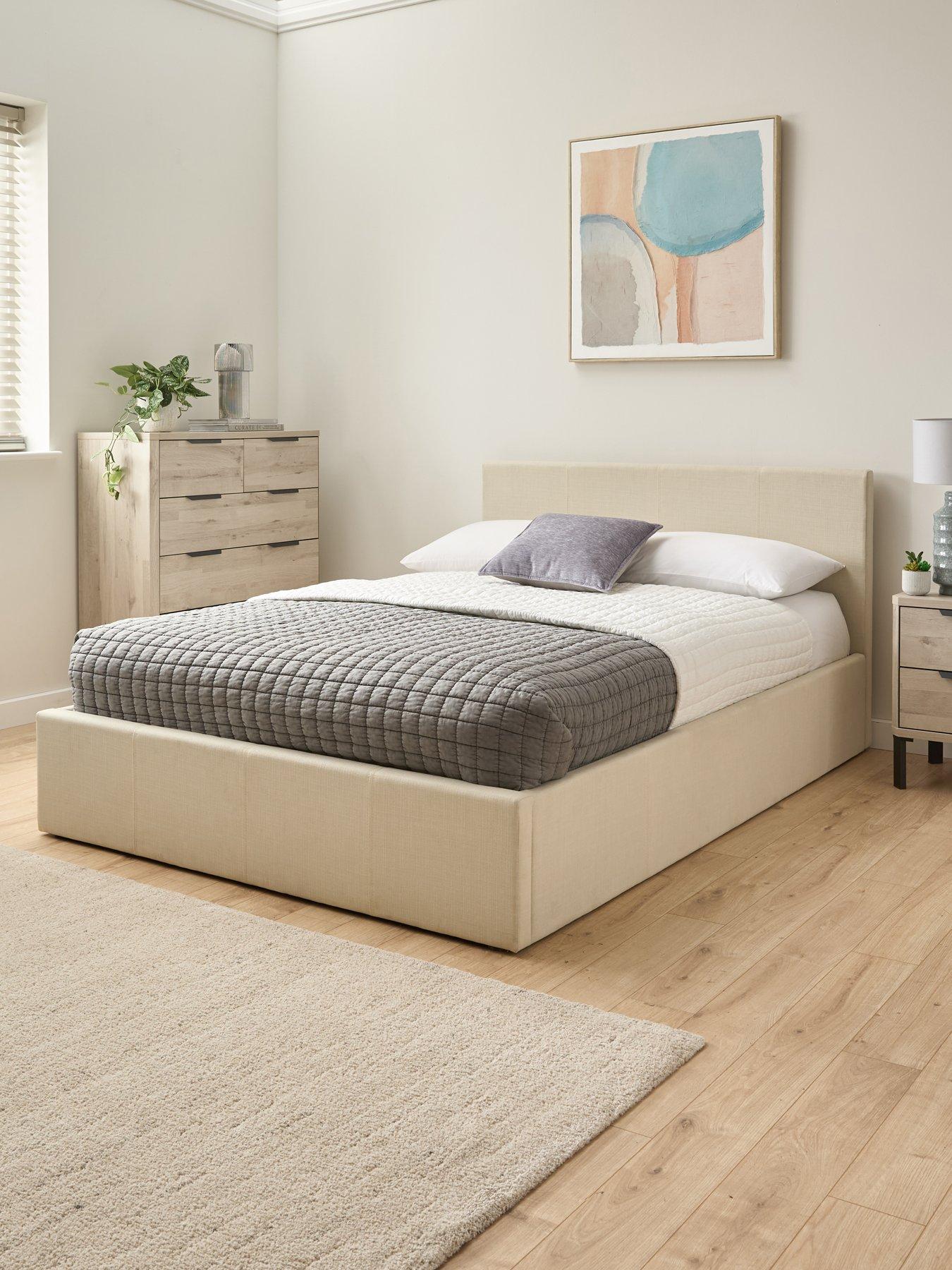 The Very Collection Alexis Fabric End Lift Up Ottoman Storage Bed with Mattress Options (Buy  &  SAVE!) - Natural - FSC® Certified