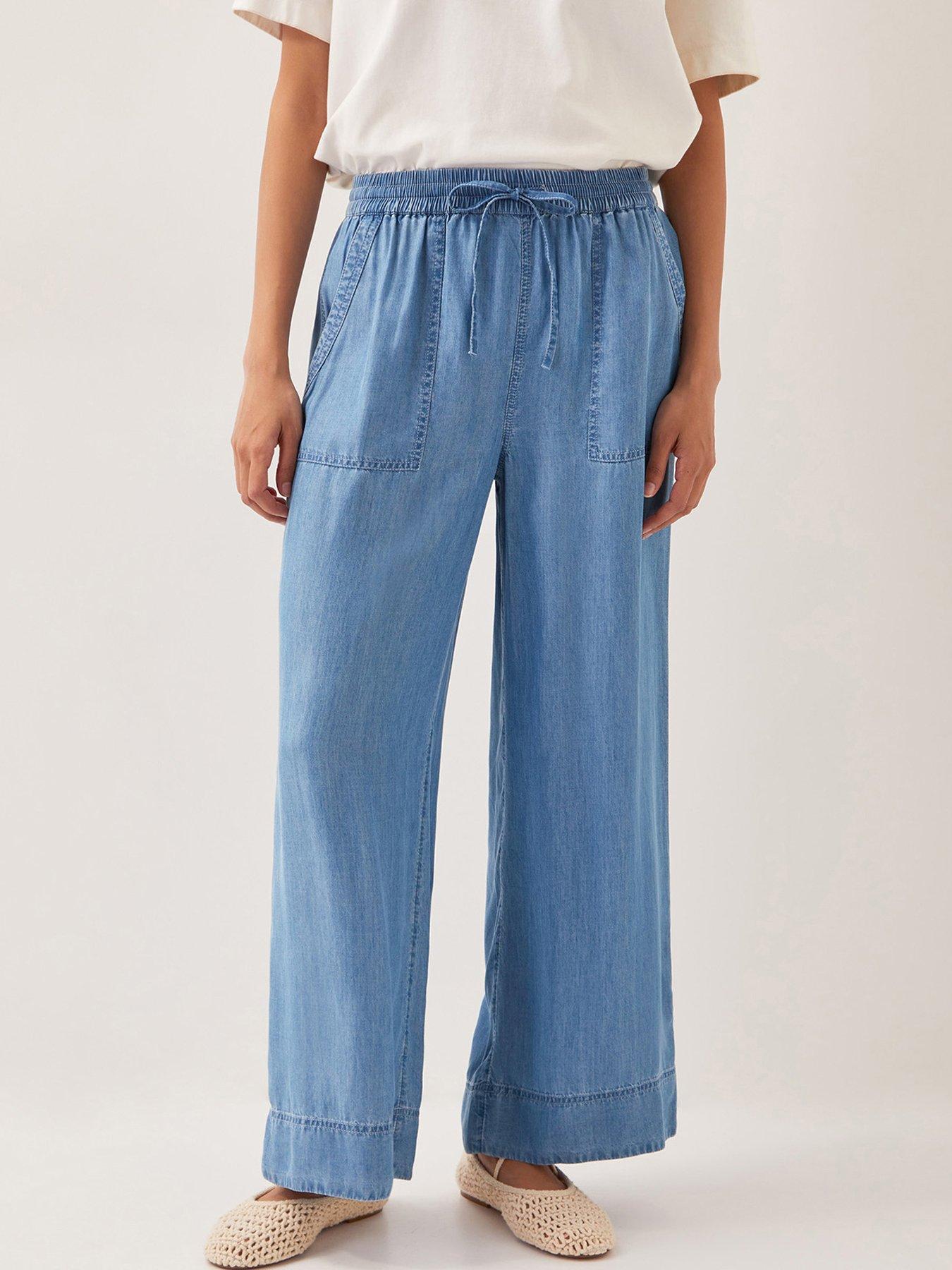 undefined Nyla Wide Leg Trousers - Blue