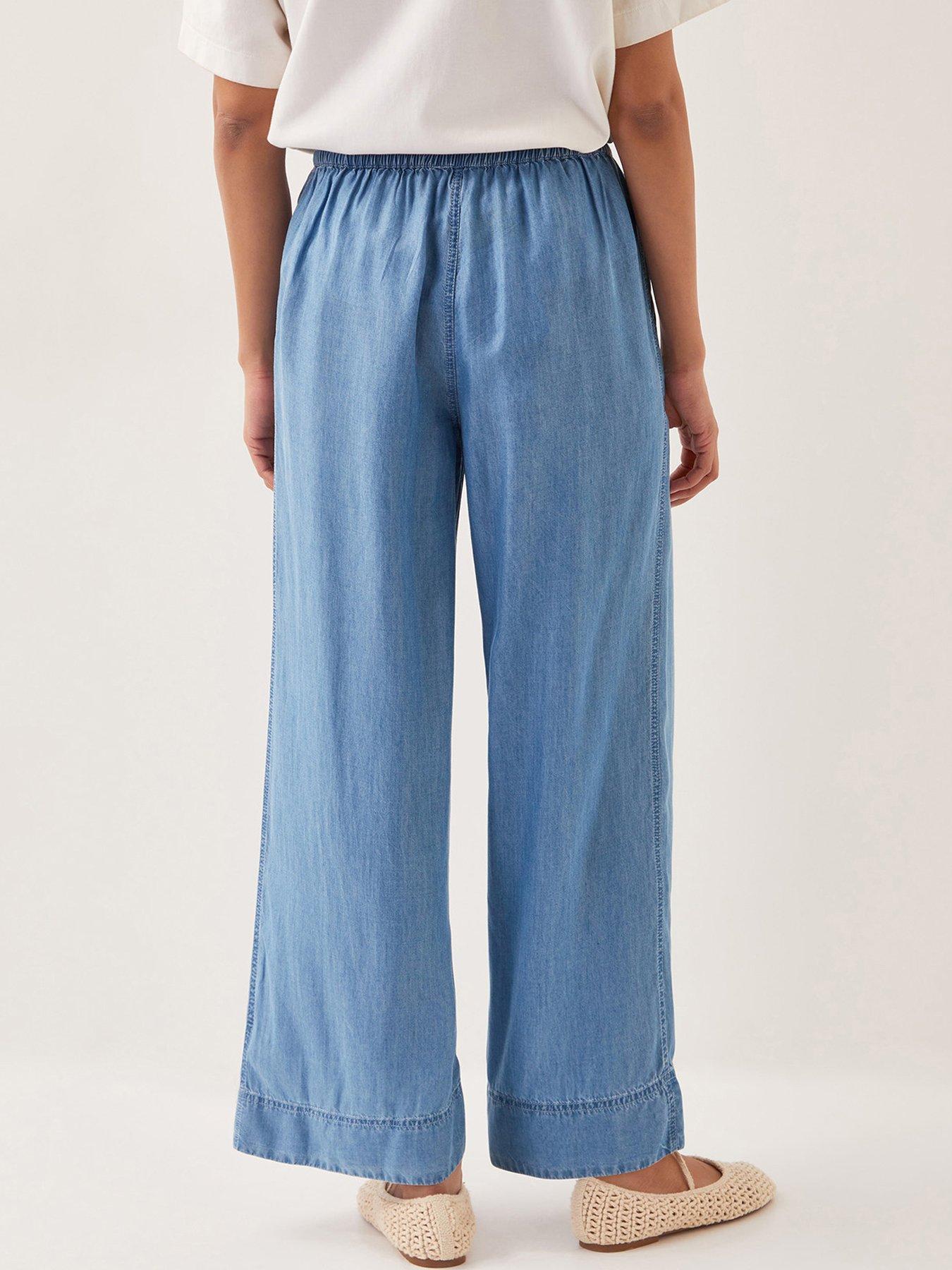  image of monsoon-nyla-wide-leg-trousers-blue