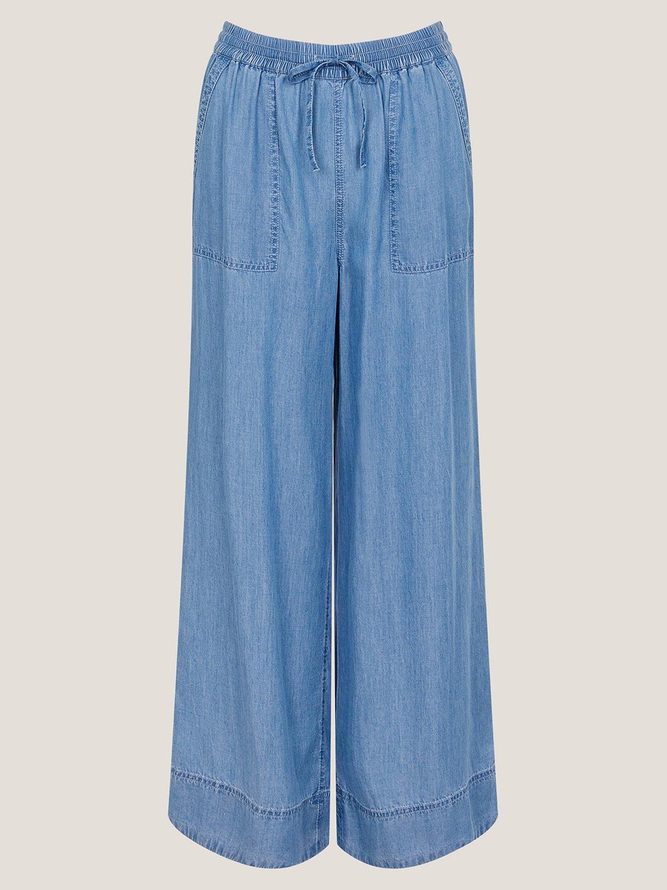  image of monsoon-nyla-wide-leg-trousers-blue