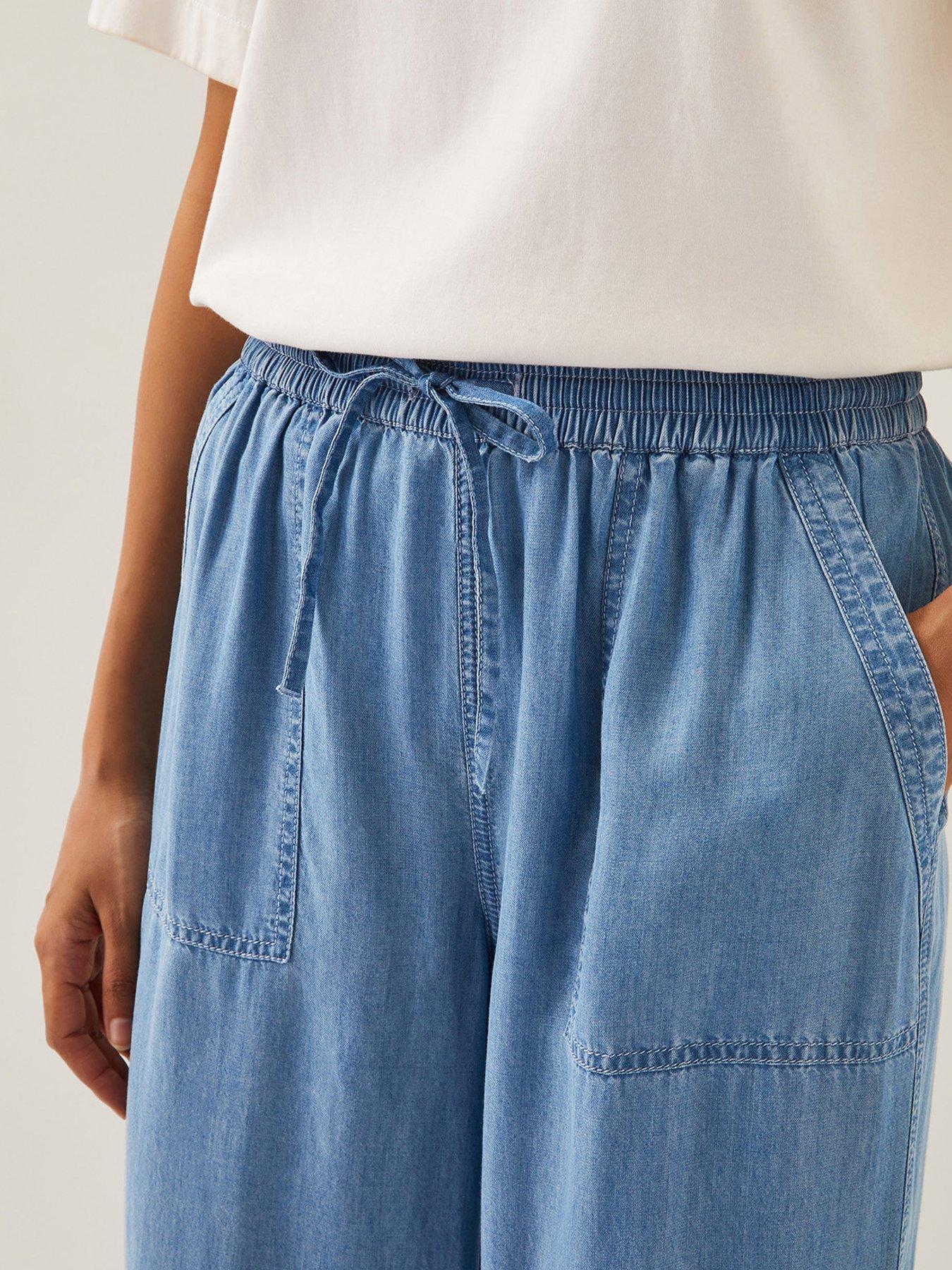  image of monsoon-nyla-wide-leg-trousers-blue
