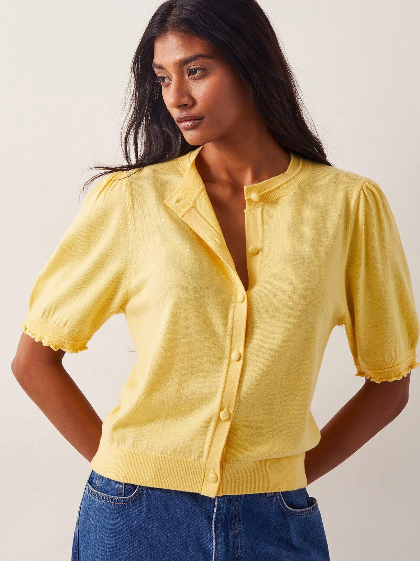  image of monsoon-tegan-button-knit-cardigan-yellow